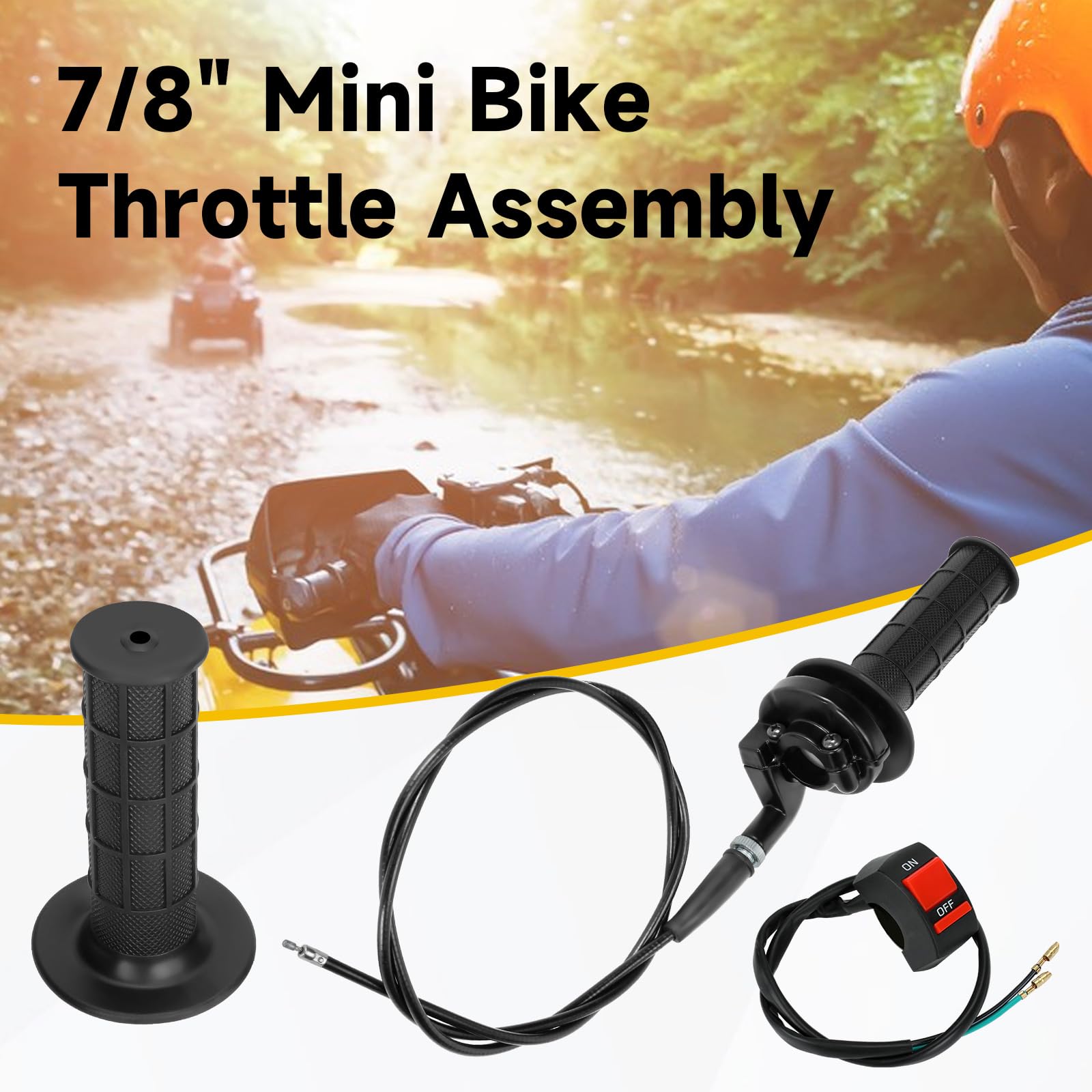 HIAORS 7/8" 22mm Twist Throttle Cable Handle Kit for Predator 196cc 212cc 6.5hp Coleman CT200U CT200U-EX BT200X Baja Warrior MB200 79cc 100cc CT100U CC100X Doodle Bug DB30 Motovox Mini Bike Go Kart