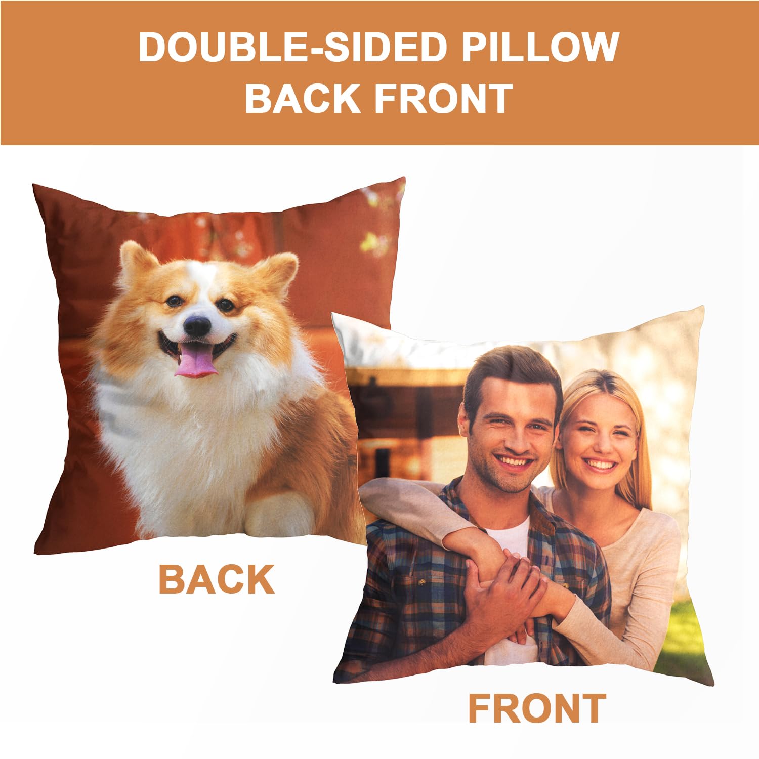 GagetElec Custom Pillows with Picture (20 Inch X 20 Inch Optional Pillow Insert) Personalized Couple PillowCover,Optional Two-Sides Design Printed,Custom Gifts for Couples,Mother,Father