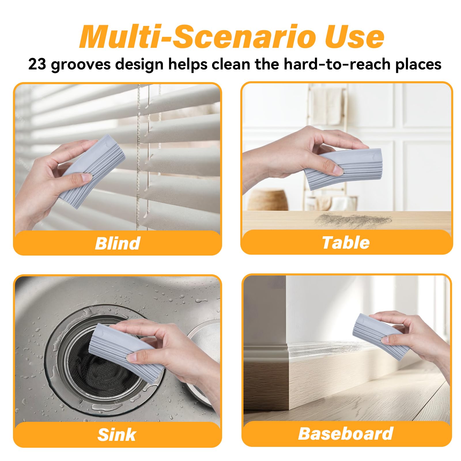 YFUIF 2 Pack Damp Clean Duster Sponge, Magic Sponge Eraser for Household Cleaning, Reusable Dusters Cleaning Supplies for Housekeeping, Dish, Blinds, Glass, Baseboards,Window Track Grooves and Faucets
