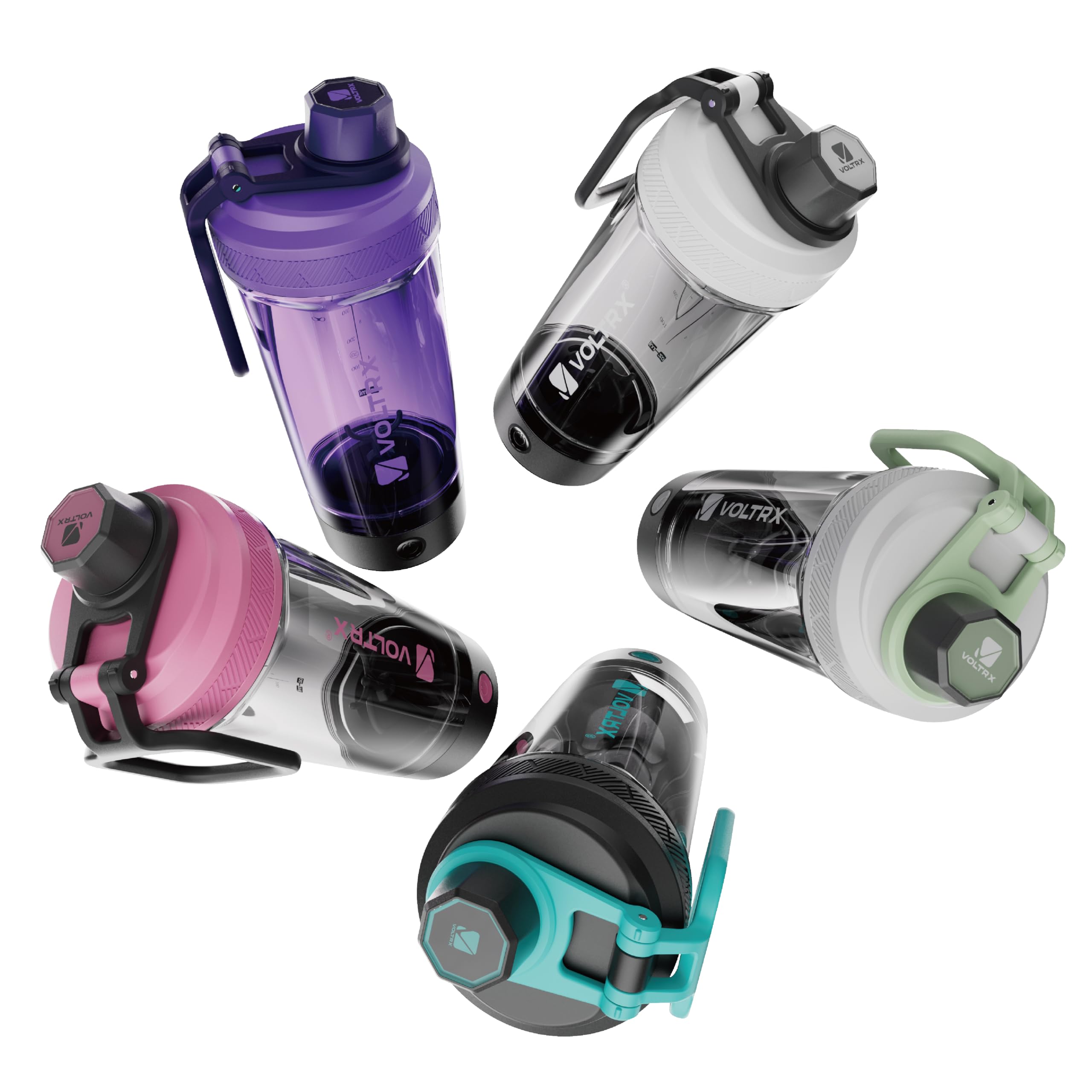 VOLTRX Shaker Bottle, Gallium USB C Rechargeable Electric Protein Shake Mixer, Shaker Cups for Protein Shakes and Meal Replacement Shakes, BPA Free, Made with Tritan, 24oz