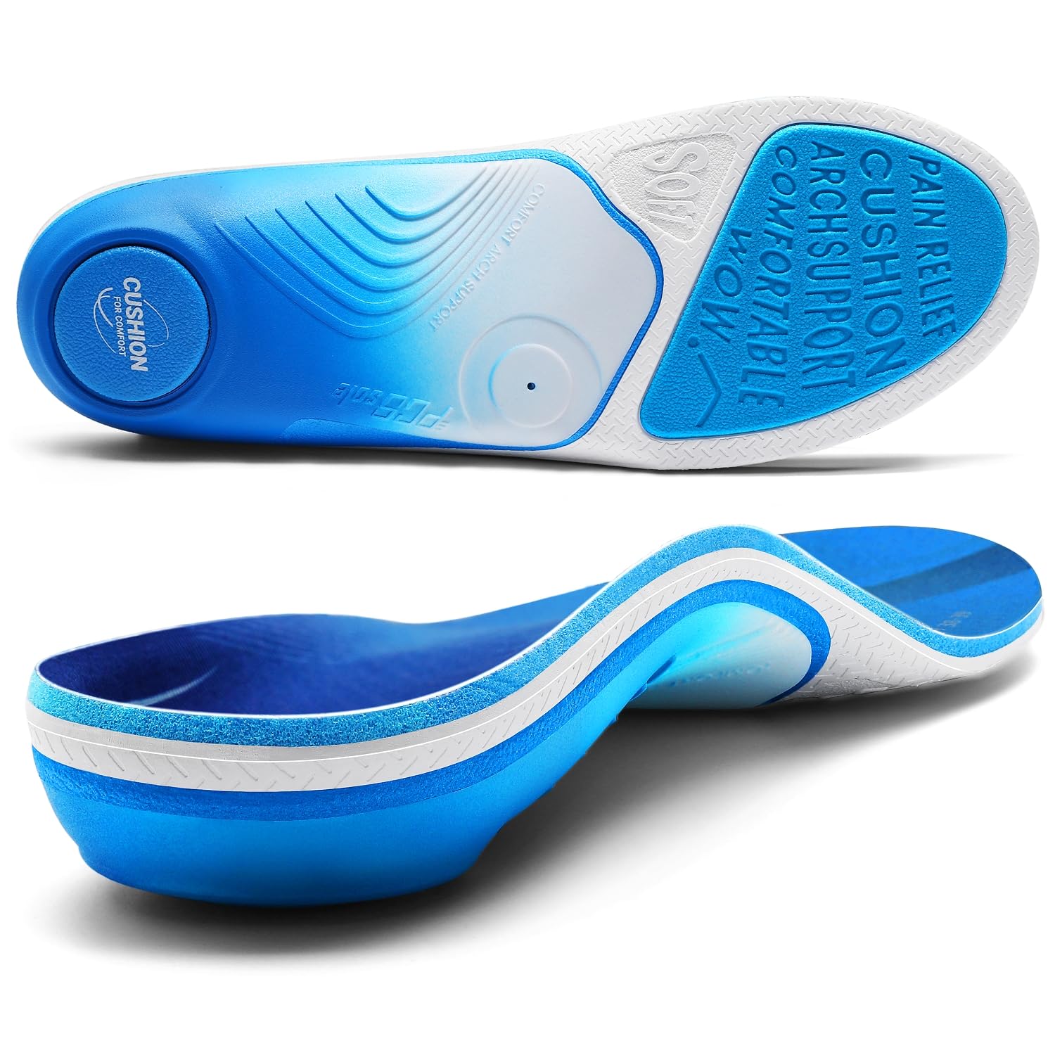 PCSsole Orthotic Insoles Pro for Plantar Fasciitis Relief - 240+lbs Heavy Duty High Arch Support Inserts with Max Cushion & Comfort - Shoe Insert for Flat Feet, Heel Pain, Overpronation