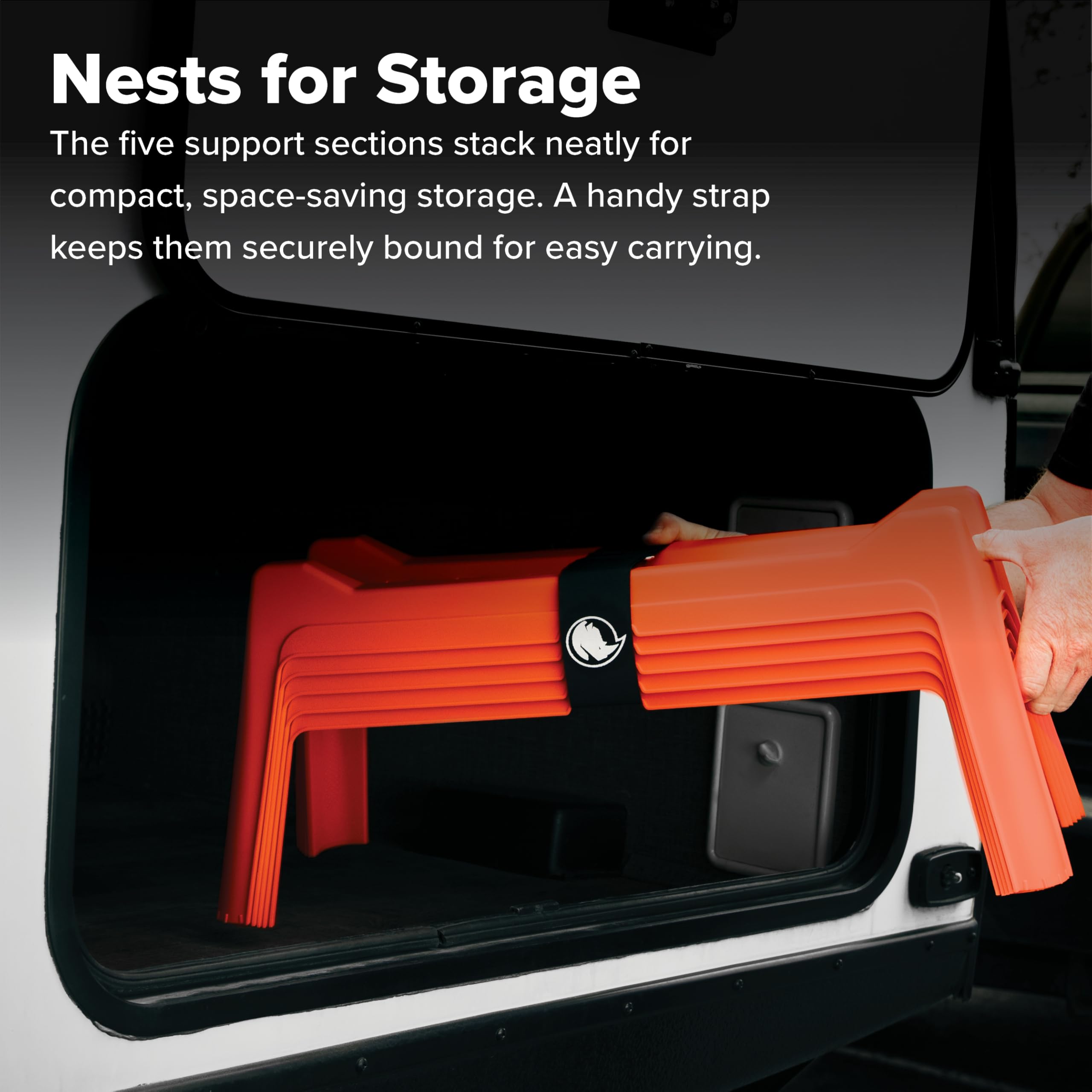 Camco Rhino RV Sewer Hose Support Kit - Extends Over Uneven Terrain for Easy Drainage - Supports Up to 15-Feet of RV Sewer Hose - Features Nesting Design for Storage - 5 Support Sections (43072)