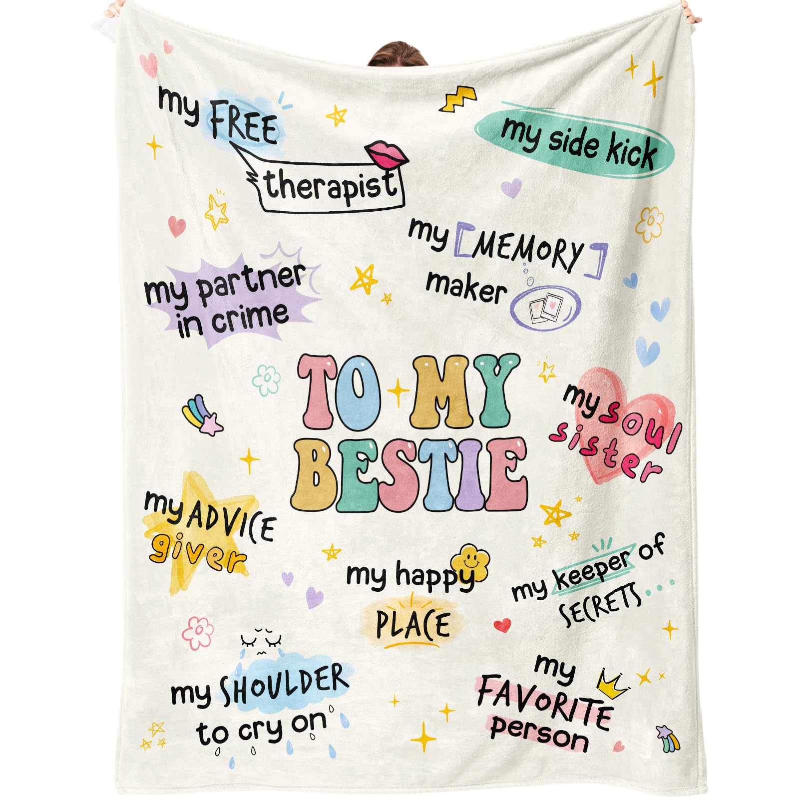 Flpoxzd Best Friend Birthday Gifts for Women, Bestie Gift for Women, Best Friends Blanket, Gifts for Best Friend Woman, Friendship Present for Woman, Yellow Throw Besties Blanket 60”x50” Inches