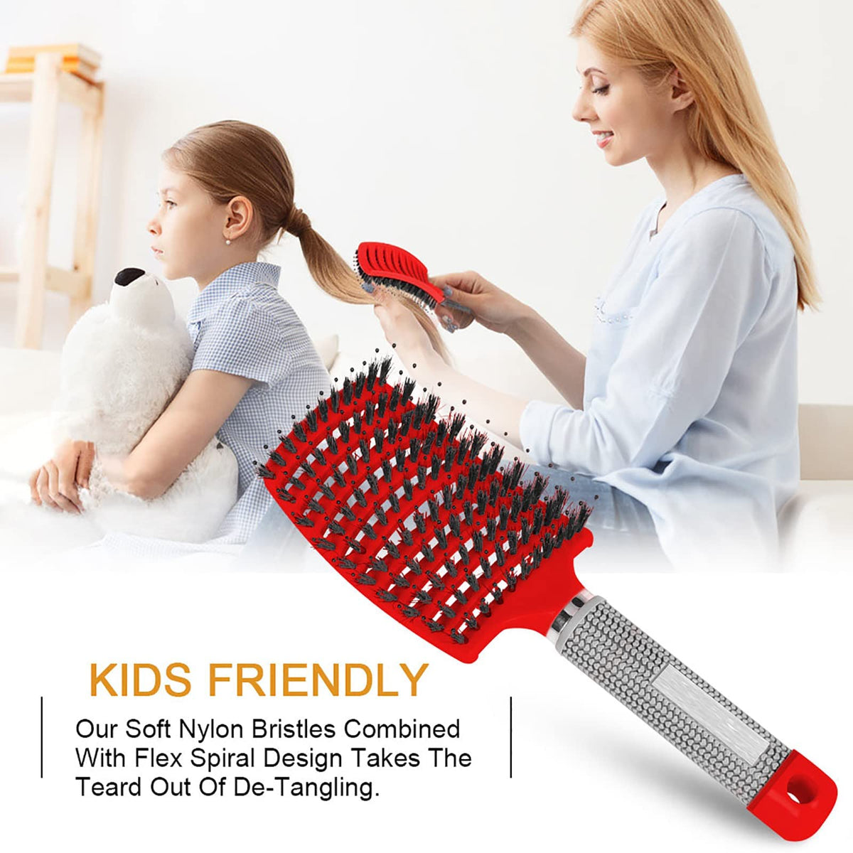 Hairstreaq Detangling Brush, Wet Dry Detangler Hair Brushes, Vented Detangling Brush, Fast Drying Styling Massage Hairbrush for Women & Kids’ Long, Thick, Thin, Curly & Tangled Hair (Pink)