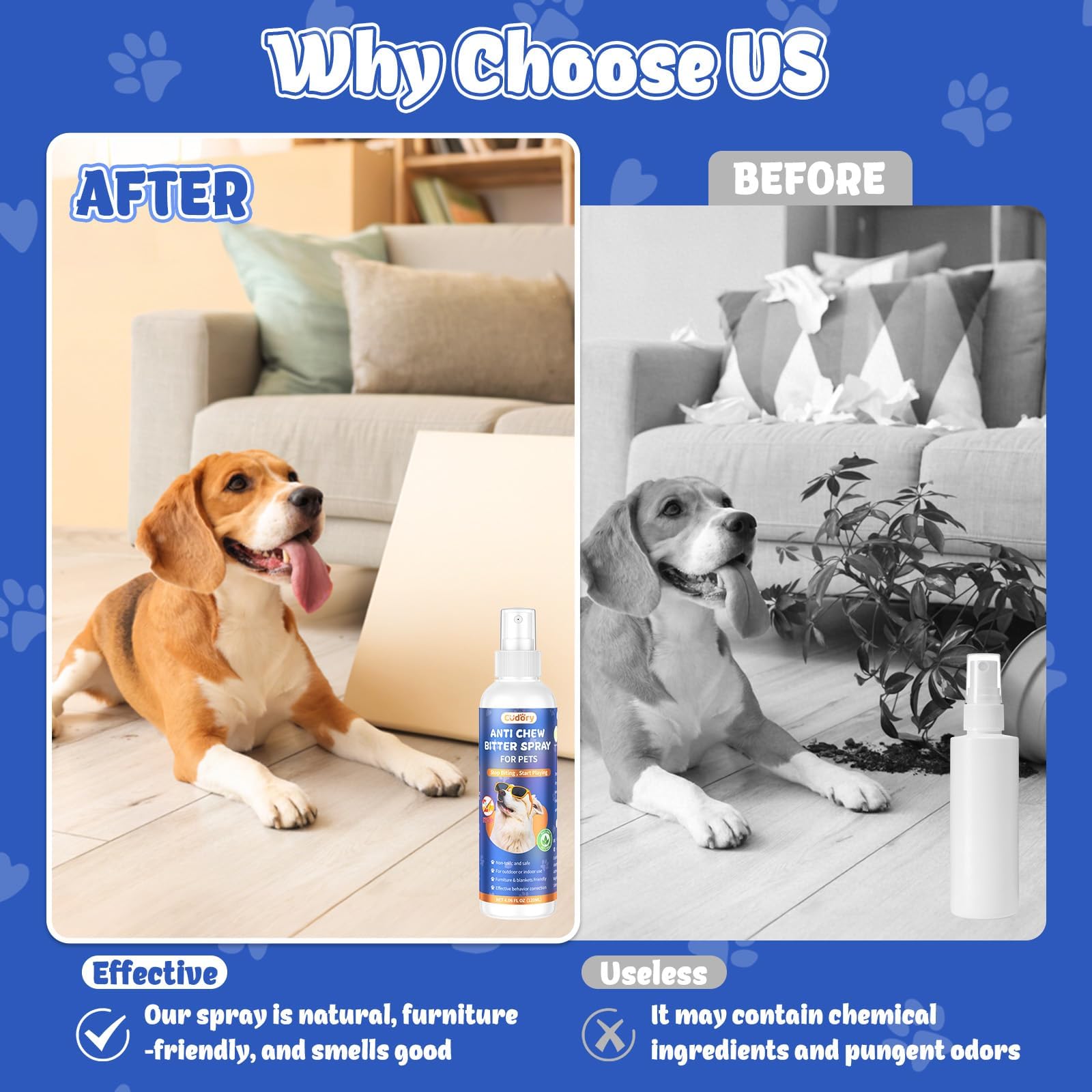 Cudory 2PCS Bitter Apple Spray for Dogs to Stop Chewing, No Chew Spray for Dogs & Cats Protect Furniture Shoes Belongings, Dog Deterrent Training Aids Spray Natural No Alcohol & Trace