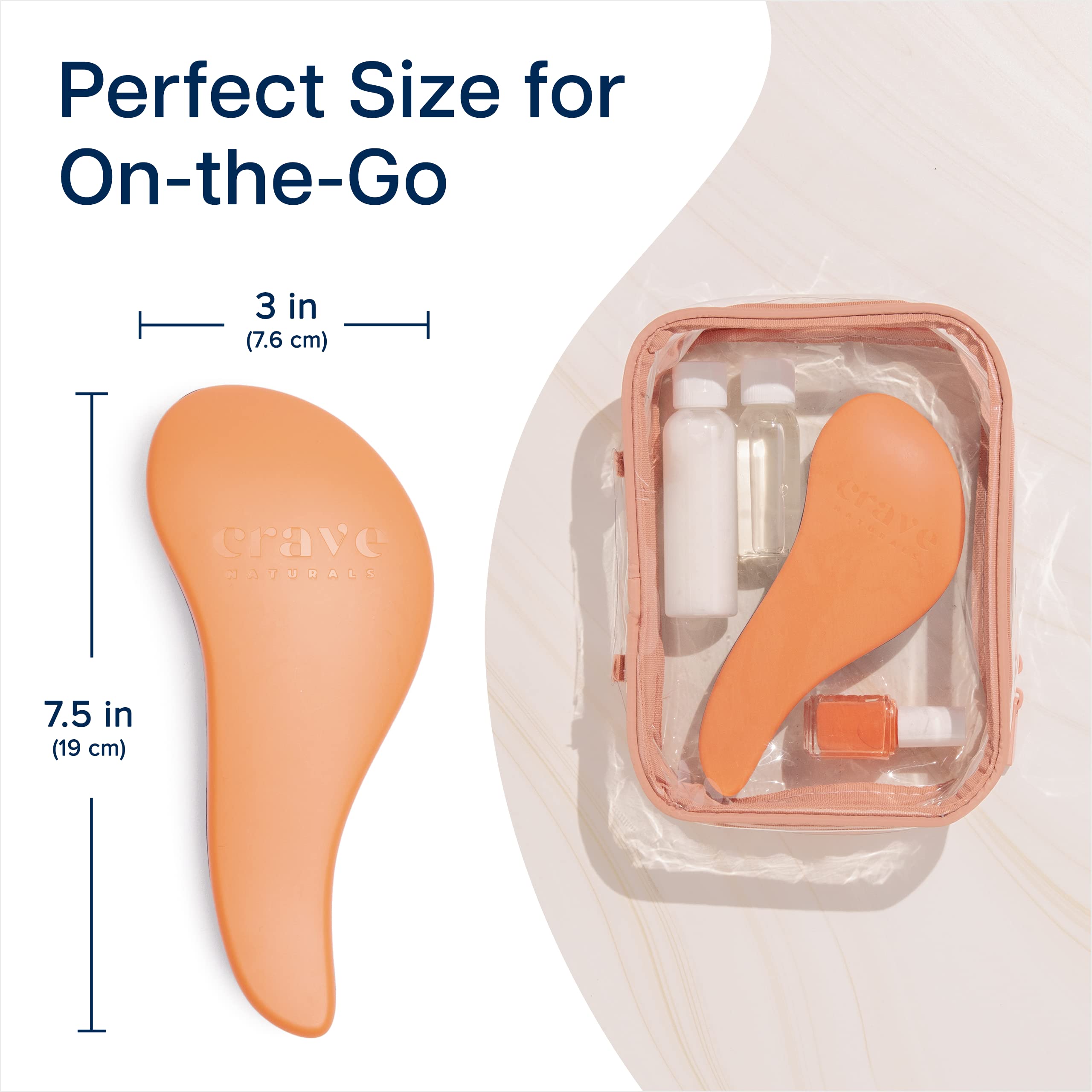 Crave Naturals Glide Thru Detangling Hair Brush for Adults & Kids Hair - Detangler Brush for Natural, Curly, Straight, Dry or Wet Hair Brushes for Women & Men - 1 Pack - Coral