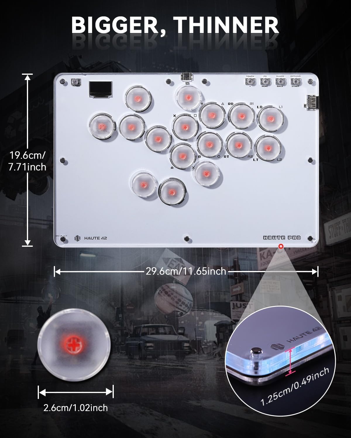 Sehawei Haute42 Arcade Stick 16Keys All-Button Gamerfinger with Turbo Functions & Custom RGB,Arcade Controller Street Fight for PC/Ps3/Ps4/Switch/Steam Game Keyboard-Supports Hot Swap & SOCD