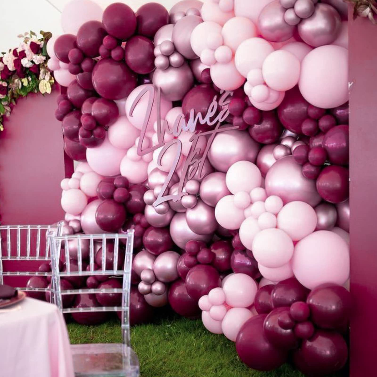 PartyWoo 140 pcs Burgundy & Pink Balloon Garland Kit, Burgundy, Gold, Pastel Pink Balloons for Balloon Garland Arch Kit, Birthday Party, Baby Shower, Wedding