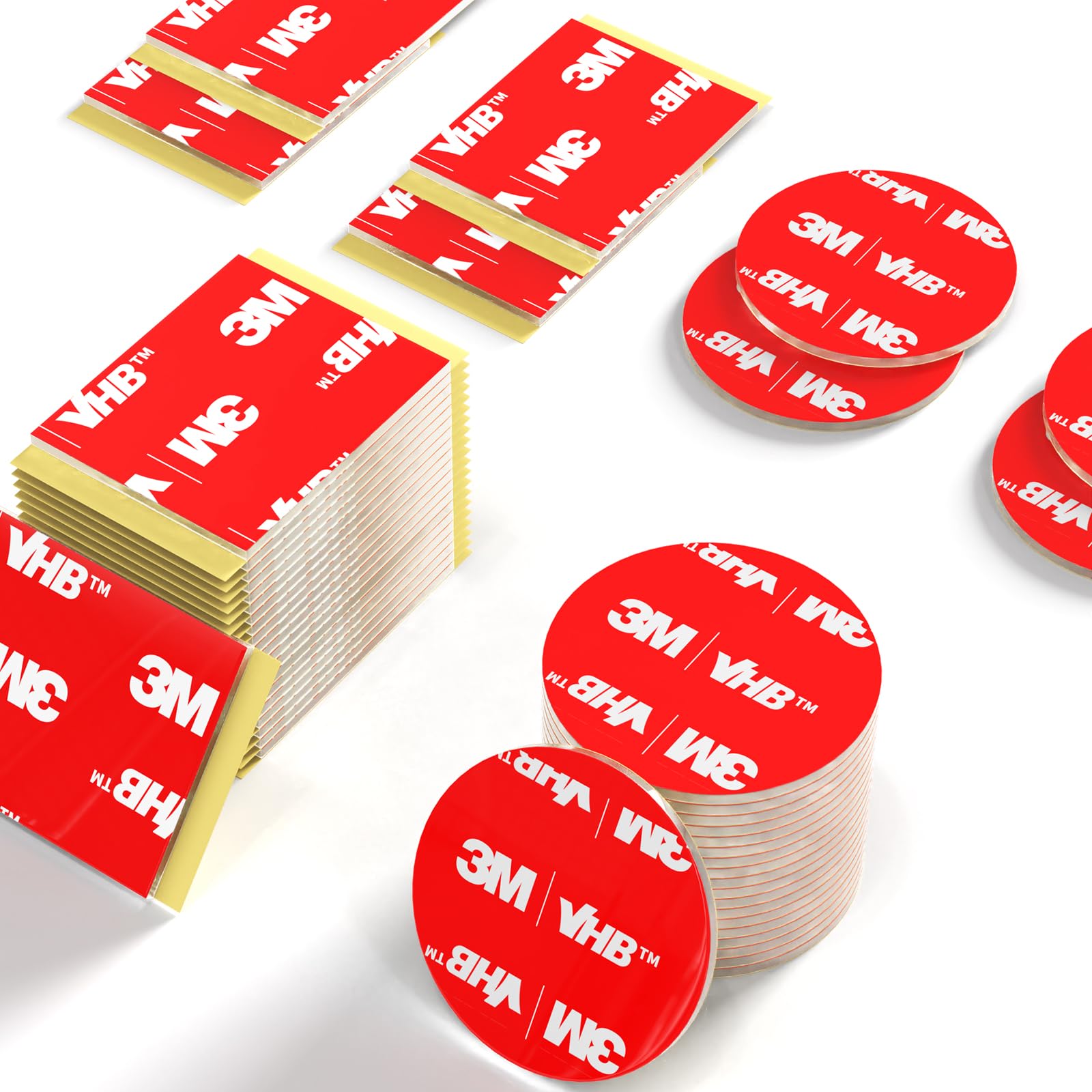 Phixbear Large Putty, Made of 3M VHB, Heavy Duty Double Sided Adhesive Pads, 1.18in Round & 1x1.18 Square, Vibration Resistant for Large Museum Display Pieces Installation (20PCS)