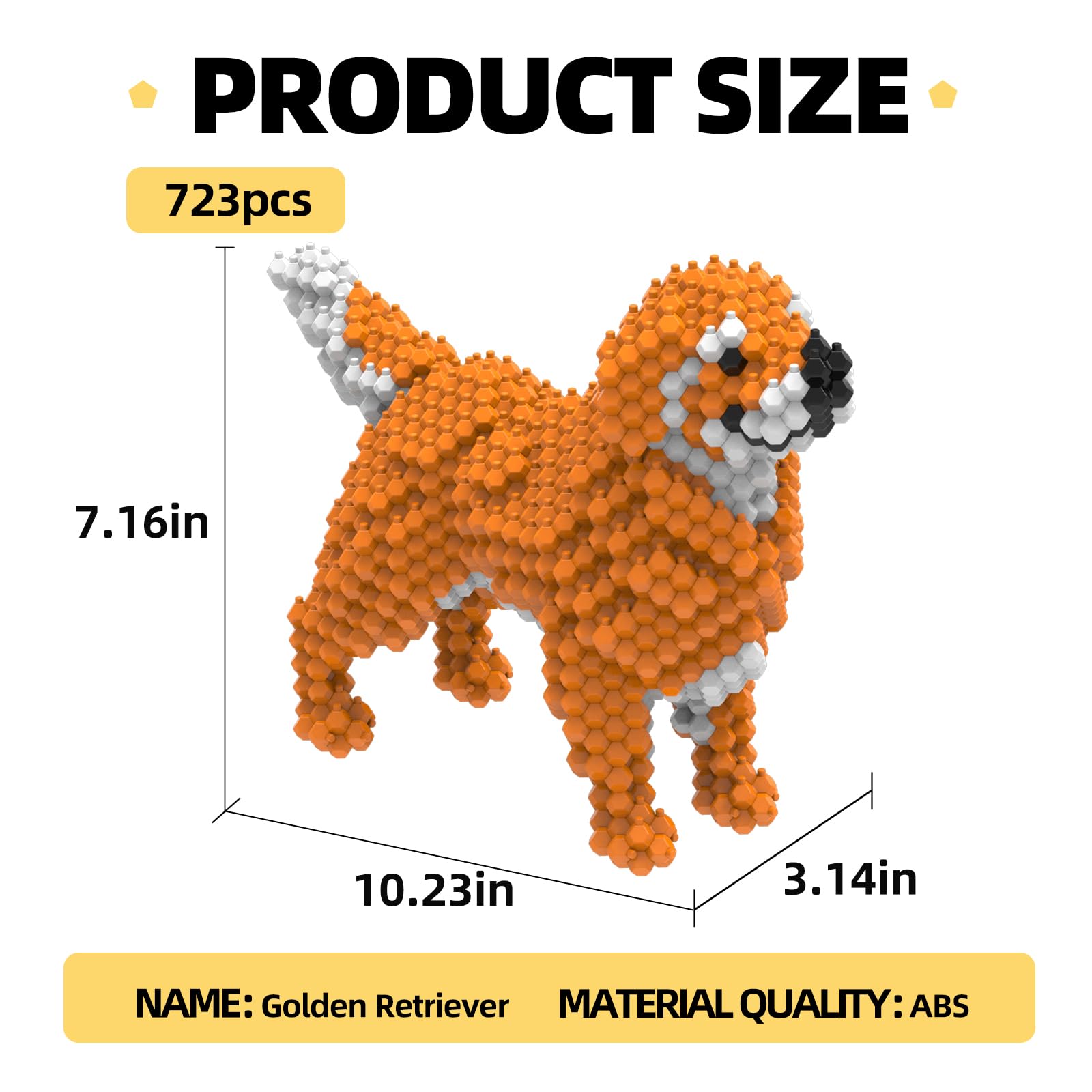 KADELE Cute Dog Building Animal Sets, Extremely Challenging STEM Building Blocks Decor for Adults Kids, Micro 3D Educational Toys for Boys Girls Ages 8 and Up, Golden Retriever
