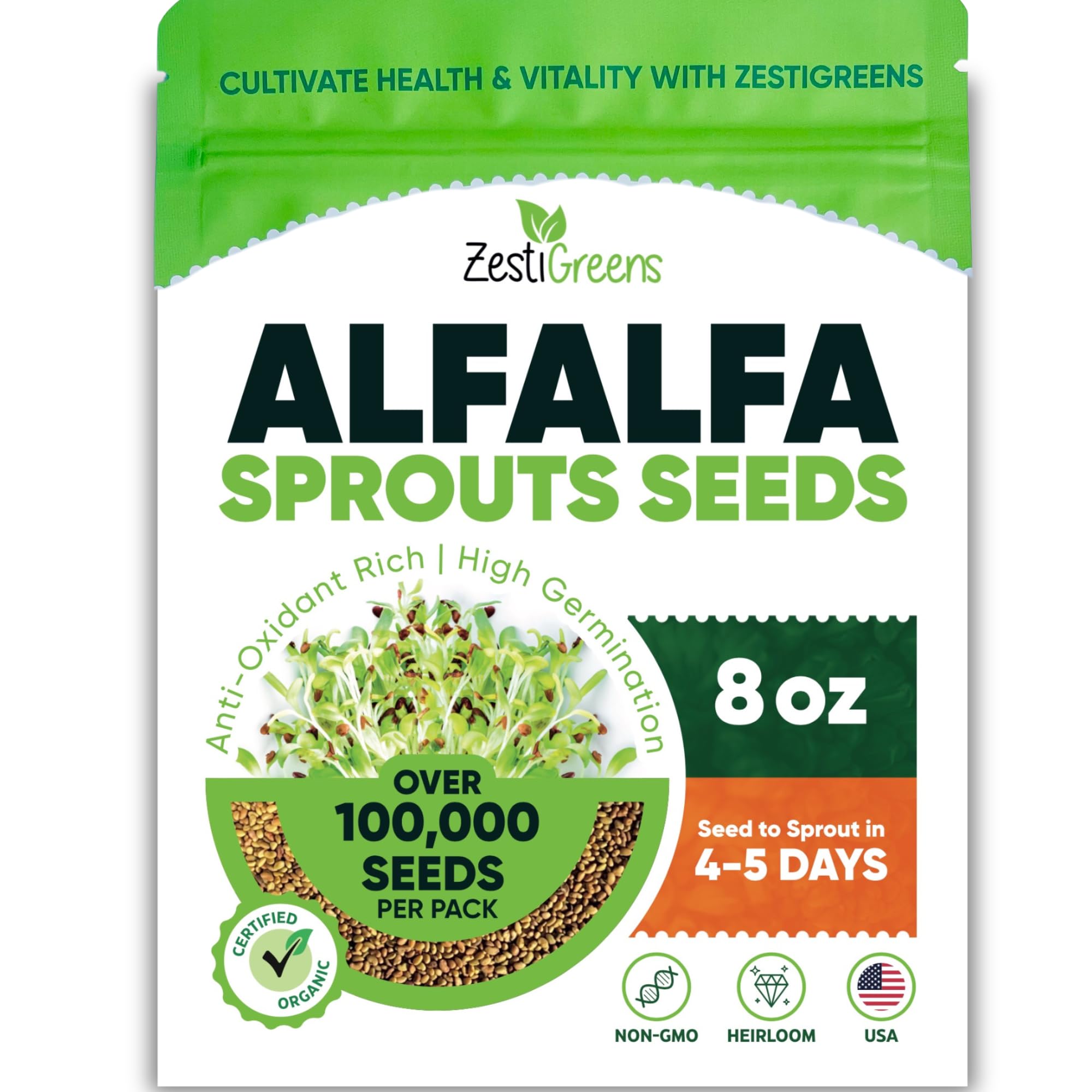 Premium Sprouts Growing Kit & Green Onion Regrower with 2 Mason Jars & Superior Sprout lids, Premium USA Alfalfa Seeds and Premium Mung Bean Sprouting Seeds