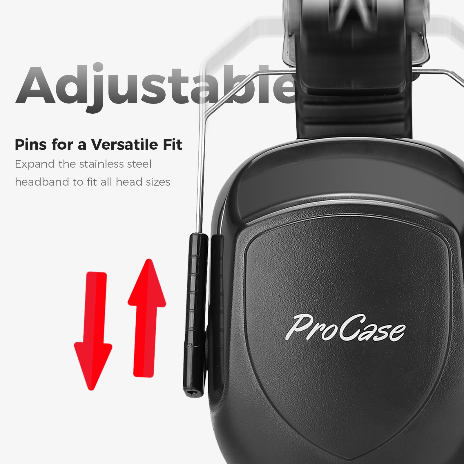 ProCase Noise Reduction Ear Muffs, SNR 34dB Noise Cancelling Headphones for Adults Kids Autism, Adjustable Sound Proof Ear Protection for Shooting Mowing Construction -Black
