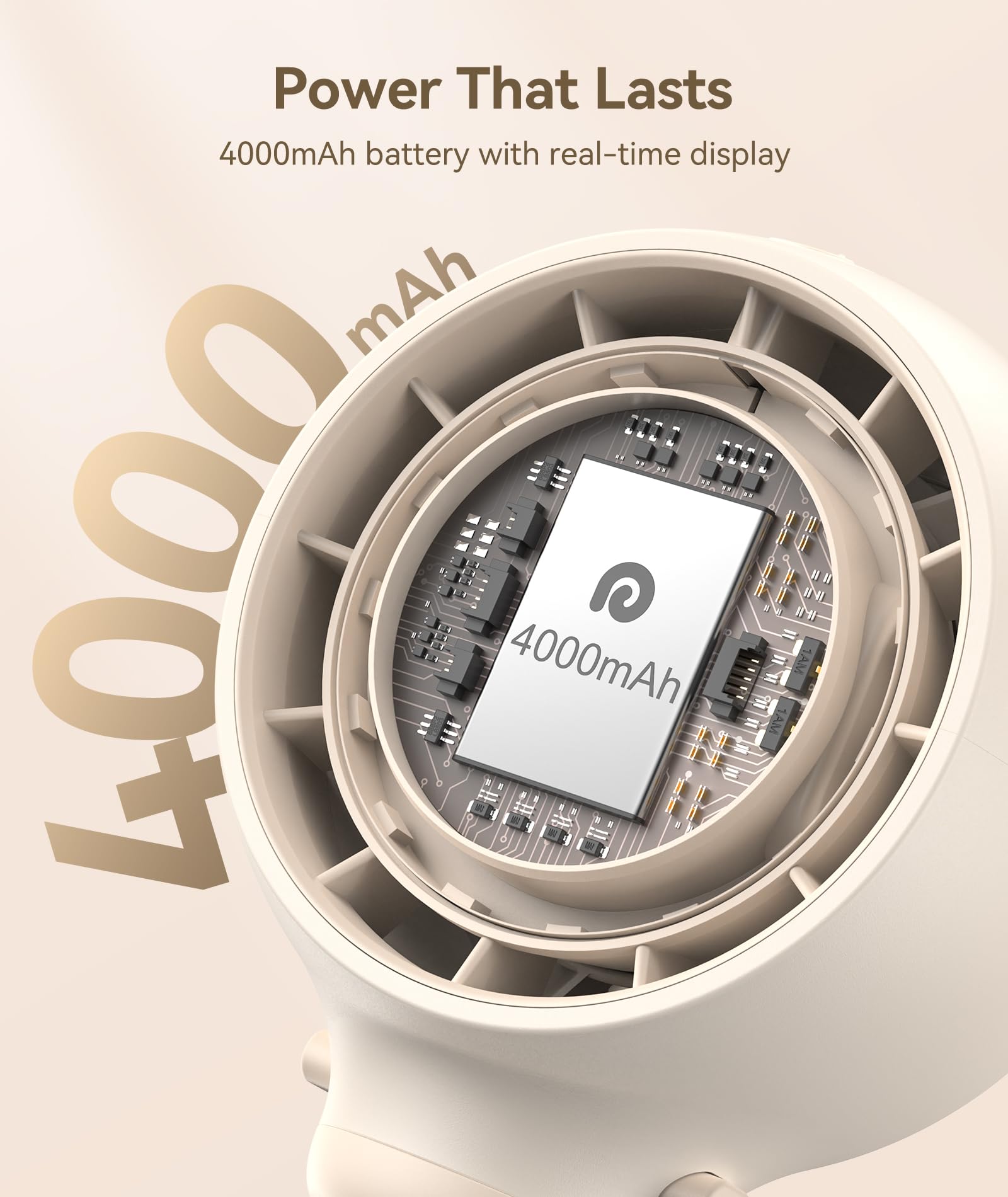 Dreamegg Portable Stroller Fan - 4000mAh Rechargeable Baby Stroller Fan With LED Display, Night Light, Hidden Blade, Detachable 4 Speed 360ยฐRotate, Handheld Cooling for Crib,Travel, Car Seat, Bedroom