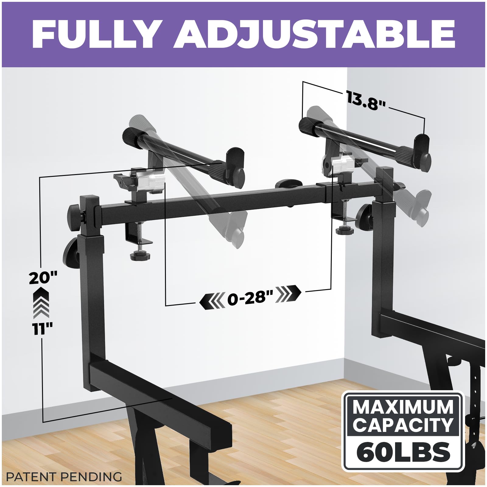 Liquid Stands Dual Piano Keyboard Stand with 2nd Tier - Z Style Adjustable and Portable 2 Tier Heavy Duty Music Stand for Synths and Electric Digital Keyboards - Fits 54 61 88 Key Pianos