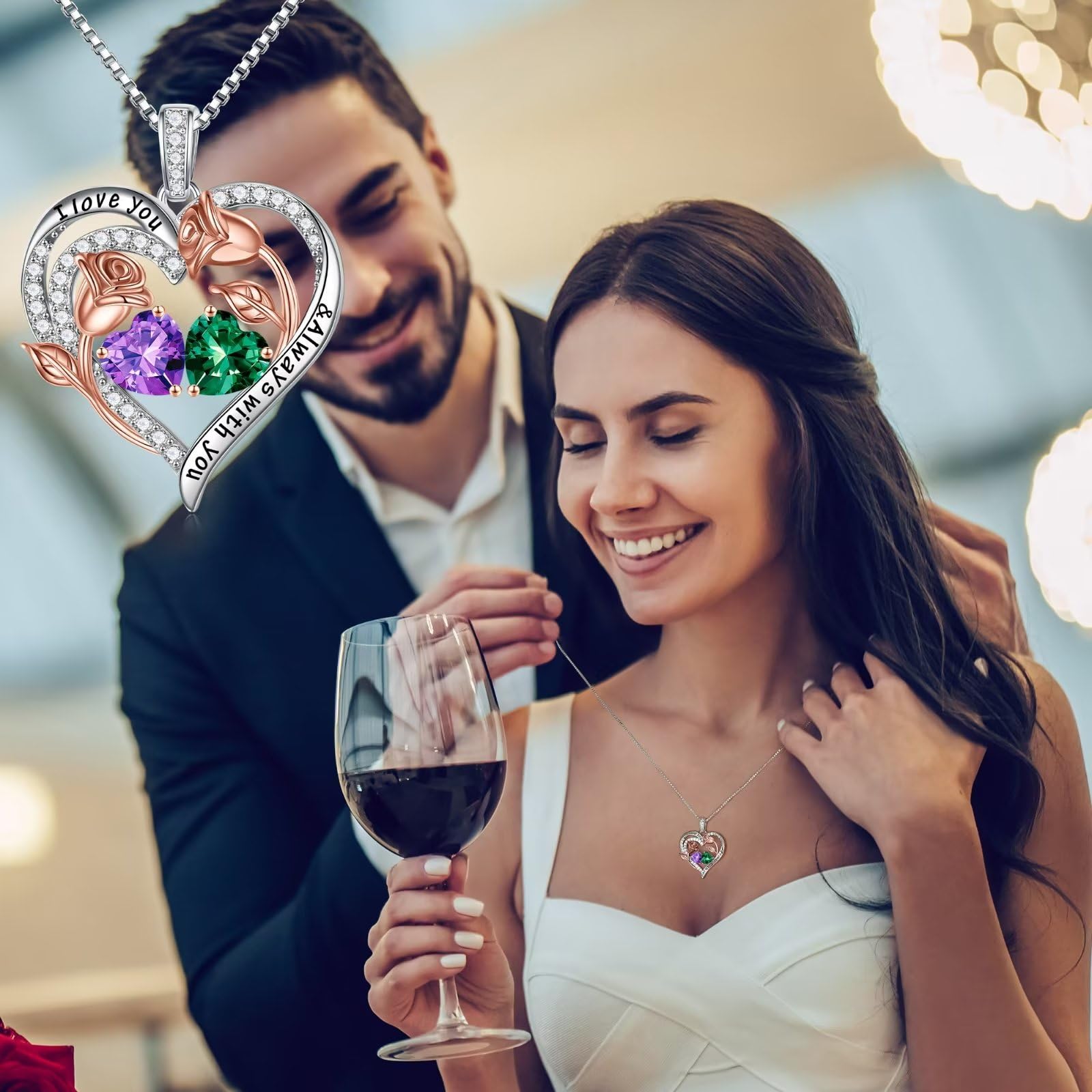 Iefil Birthday Anniversary Necklace Gifts for Women Jewelry, Mothers Day Christmas Wife Birthday Gifts Anniversary Valentines Day Gifts for Her October Birthstone Necklace Sapphire Jewelry