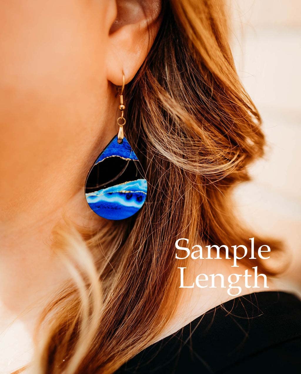 Green Earrings for Women with Gold Strands Teardrop Dangle Spring Dangling Wood Statement Jewelry MDF Kelly Lime Handmade by The Painted Pug (Large Single Pair)