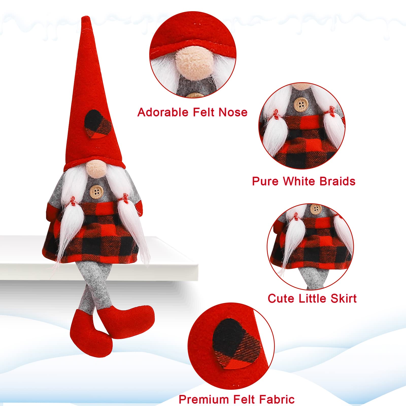 CRCZK Valentines Day Gnomes Plush Decorations set of 2, Handmade Mr and Mrs Scandinavian Swedish Tomte Elf Valentines Day Gnome Decorations for Indoor Home Kitchen Table Ornaments Gifts