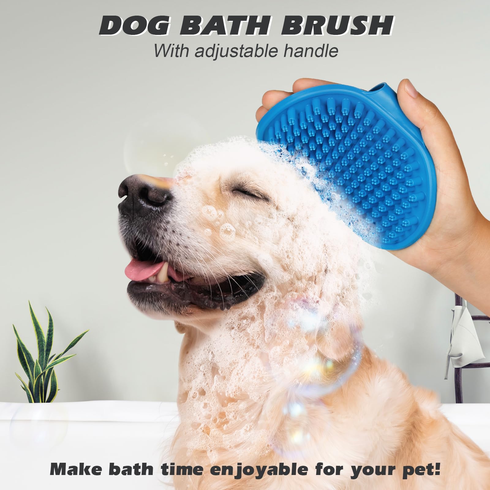UGNEL 2PCS Dog Grooming Tools - Double-Sided Bath Brush for Shedding and Bathing, Suitable for Short/Long Haired Dogs, Premium Pet Supplies (Black Blue)