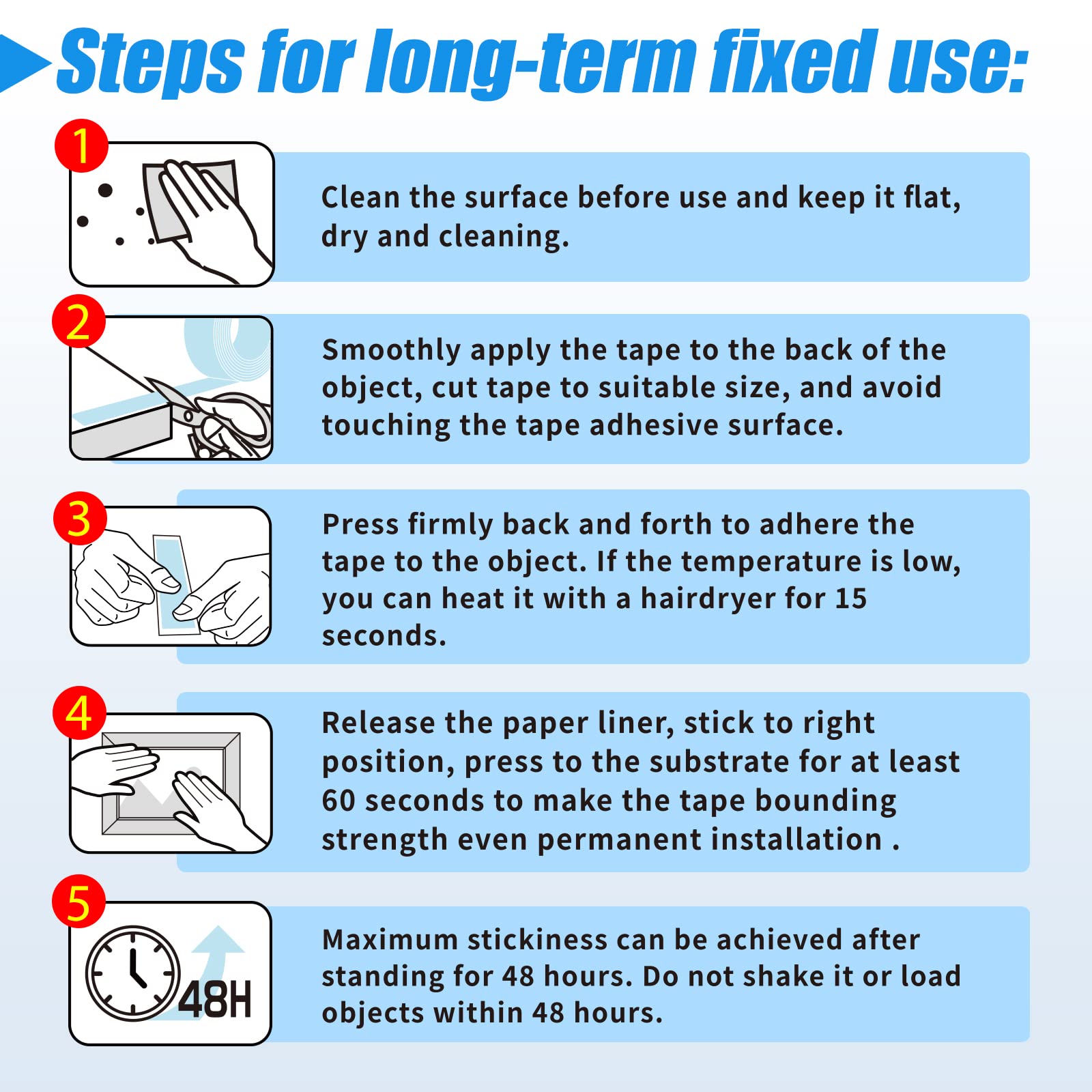 PHIXBEAR Extra Large 1.2" x 240" Super Heavy Duty Double Sided Mounting Tape, Clear & Tough Nano Strong Adhesive Tape