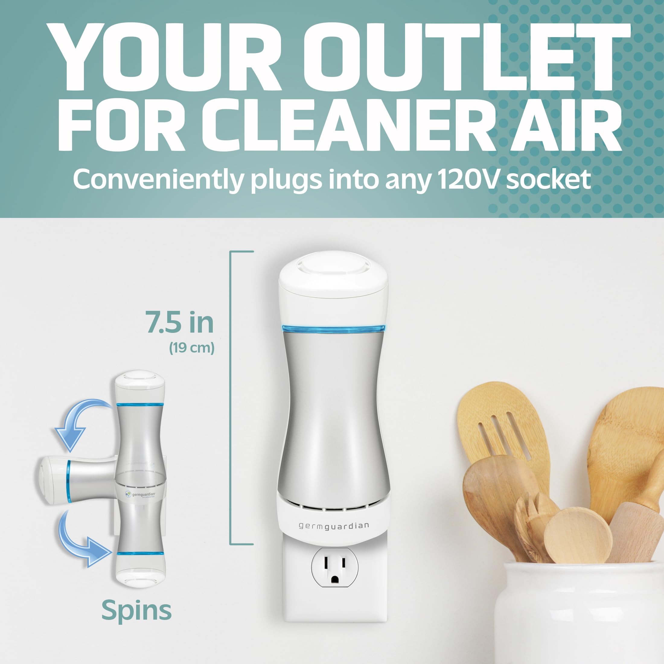 GermGuardian GG1000 Pluggable UV-C Sanitizer and Deodorizer, Kills Germs, Freshens Air and Reduces Odors from Pets, Smoke, Mold, Cooking and Laundry, 2-Pack