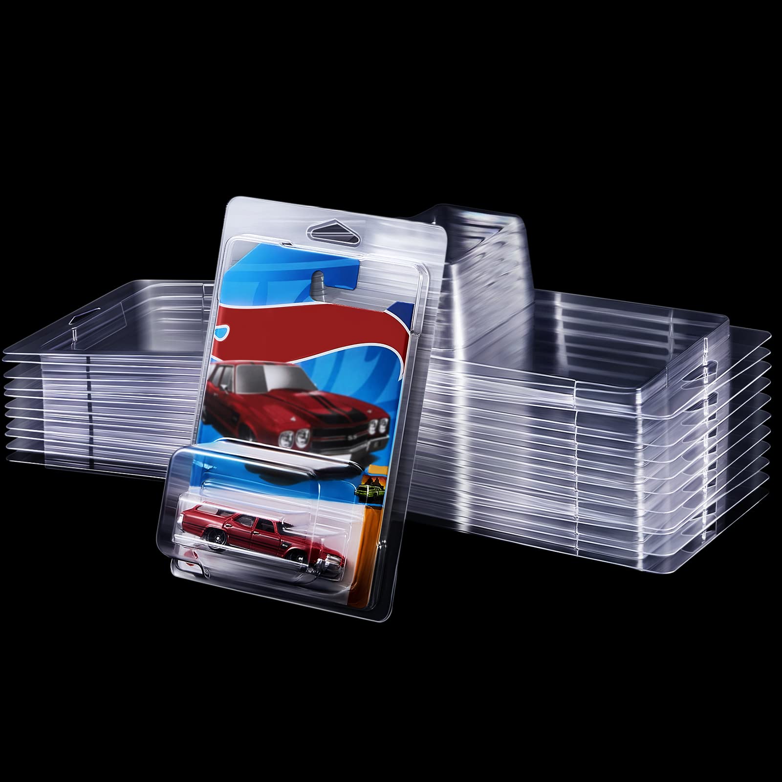 Tatuo 12 Pcs Protector Packs Compatible with Hot Wheels Model Car Clamshell Cases Plastic Display Protective Case Clear Die Cast Car Blister Pack Covers Storage(7.5 x 5 x 2 Inch,Stylish Style)