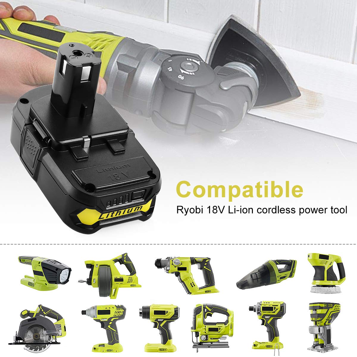 Energup 2Pack 18Volt P102 Replace for Ryobi 18V Batteries and Charger Combo 3.5A, for 18 Volt ONE+ P103 P104 P105 P107 P109 P190 P191 P122 for Ryobi 18v Lithium Battery