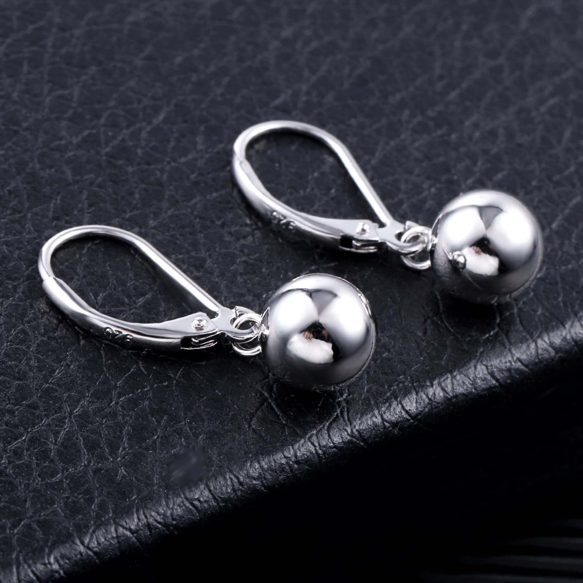 925 Sterling Silver Drop Dangle Ball Earrings for Women 8MM Ball Earrings Fashion Trendy Jewelry Hanging Ball Teardrop Earrings
