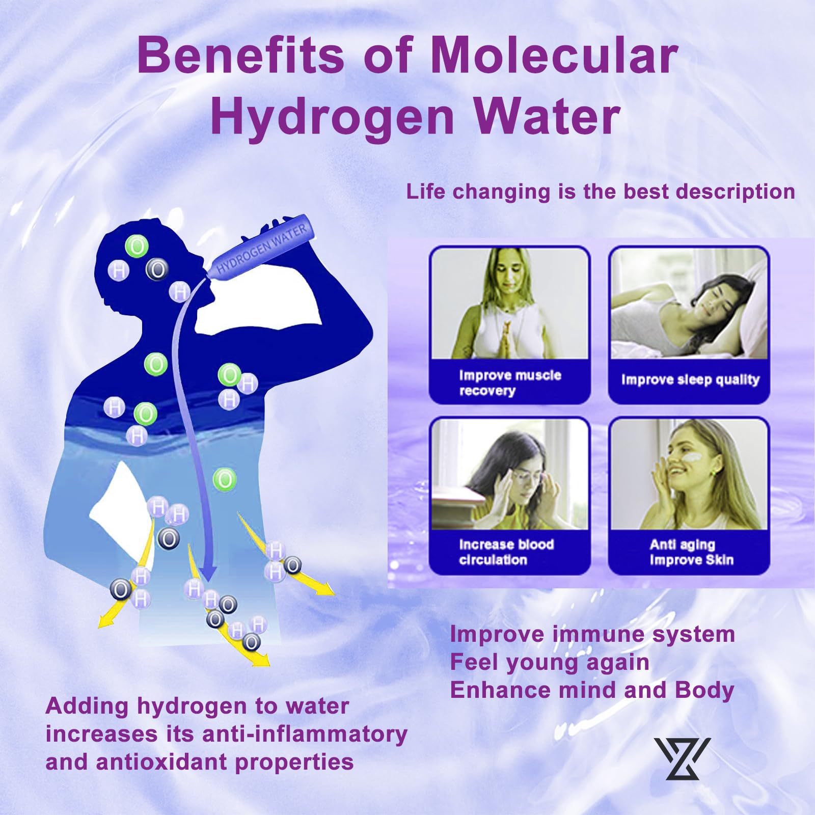 HomEnjoy Hydrogen Water Generator Bottle, SPE & PEM Technology, 14OZ Portable Rechargeable Hydrogen Water Ionizer Machine, for Home Office Gift Travel Fitness Daily Drinking
