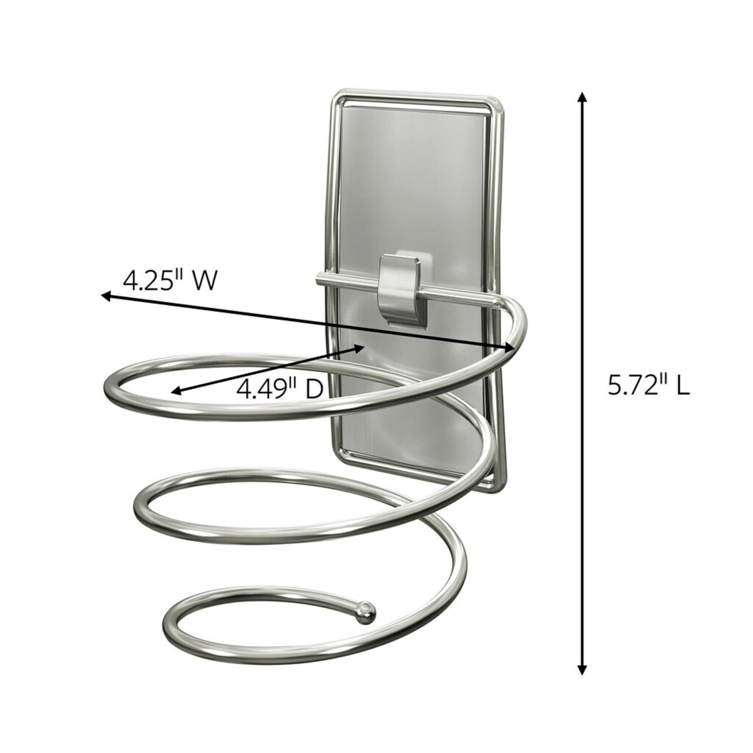 Command Hair Dryer Holder, Satin Nickel, 1-Holder, 2-Water-Resistant Strips, Organize Damage-Free