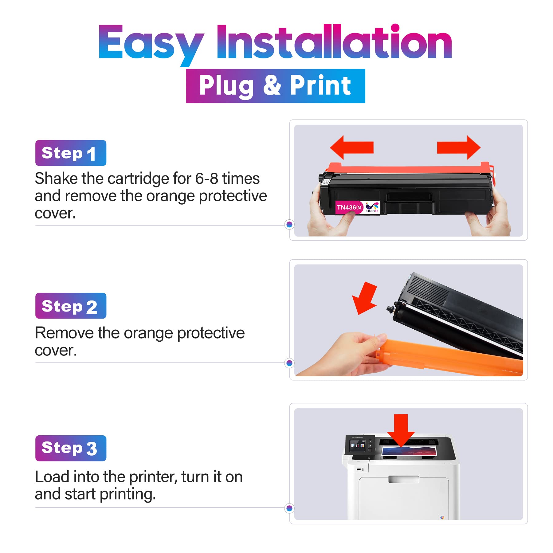 ONLYU Compatible Toner Cartridge Replacement for Brother TN436 TN436BK TN433 TN436BK TN431 for HL-L8360CDW MFC-L8900CDW MFC-L8905CDW HL-L8360CDWT HL-L8260CDW HL-L9310CDW MFCL8610CDW Printer (4-Pack)