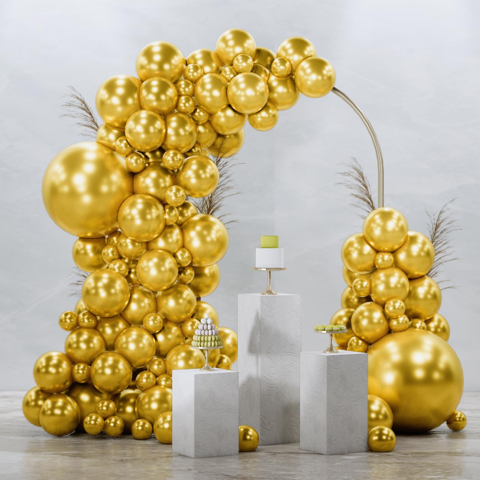 PartyWoo Metallic Gold Balloons 90 pcs Different Sizes Pack of 18 12 10 5 Inch, Chrome Gold Balloon Arch Kit Garland for Birthday Graduation Baby Shower Wedding Party Decorations Gold-G101