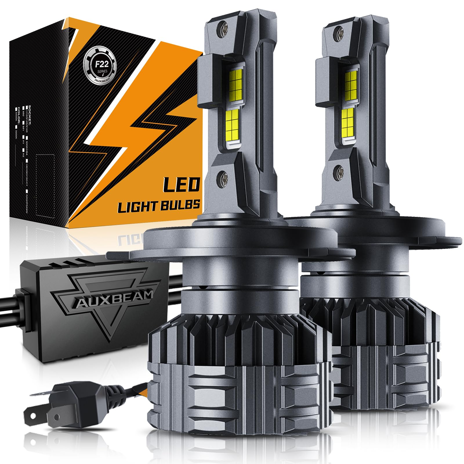 Auxbeam H4 9003 F22 Series 24000LM Powersport Light for Off-Road Use or Fog - 2 Pack