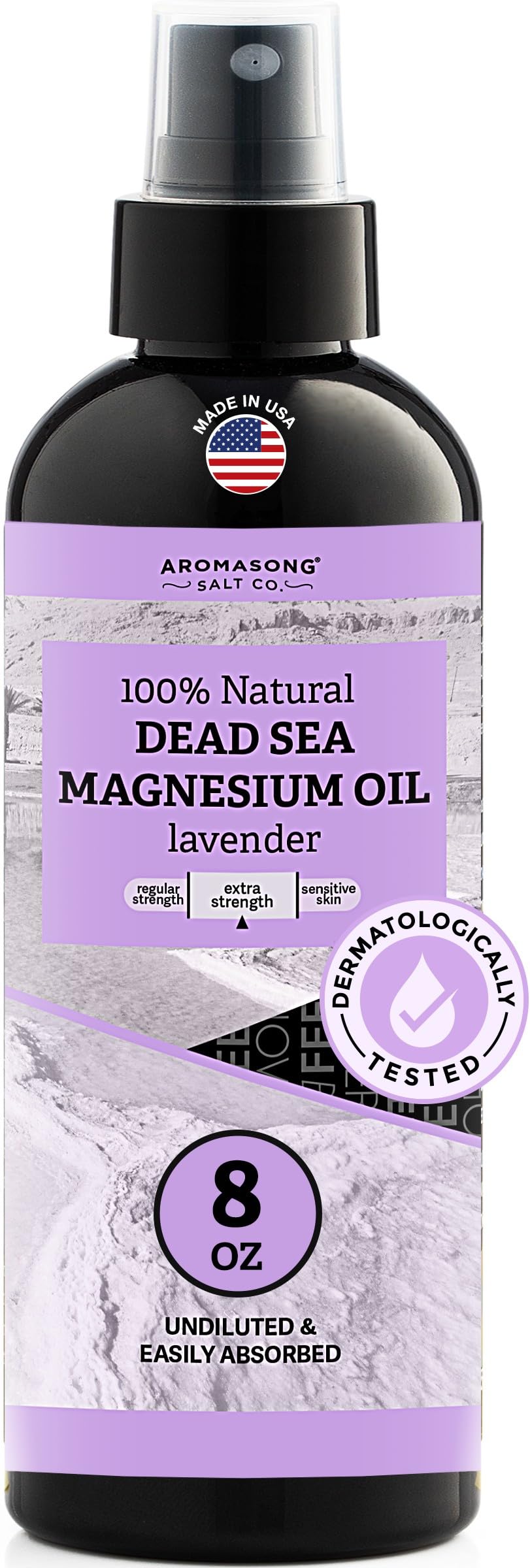 Aromasong Extra Strength Ultra Pure Magnesium Spray with 100% Natural Lavender 8 OZ