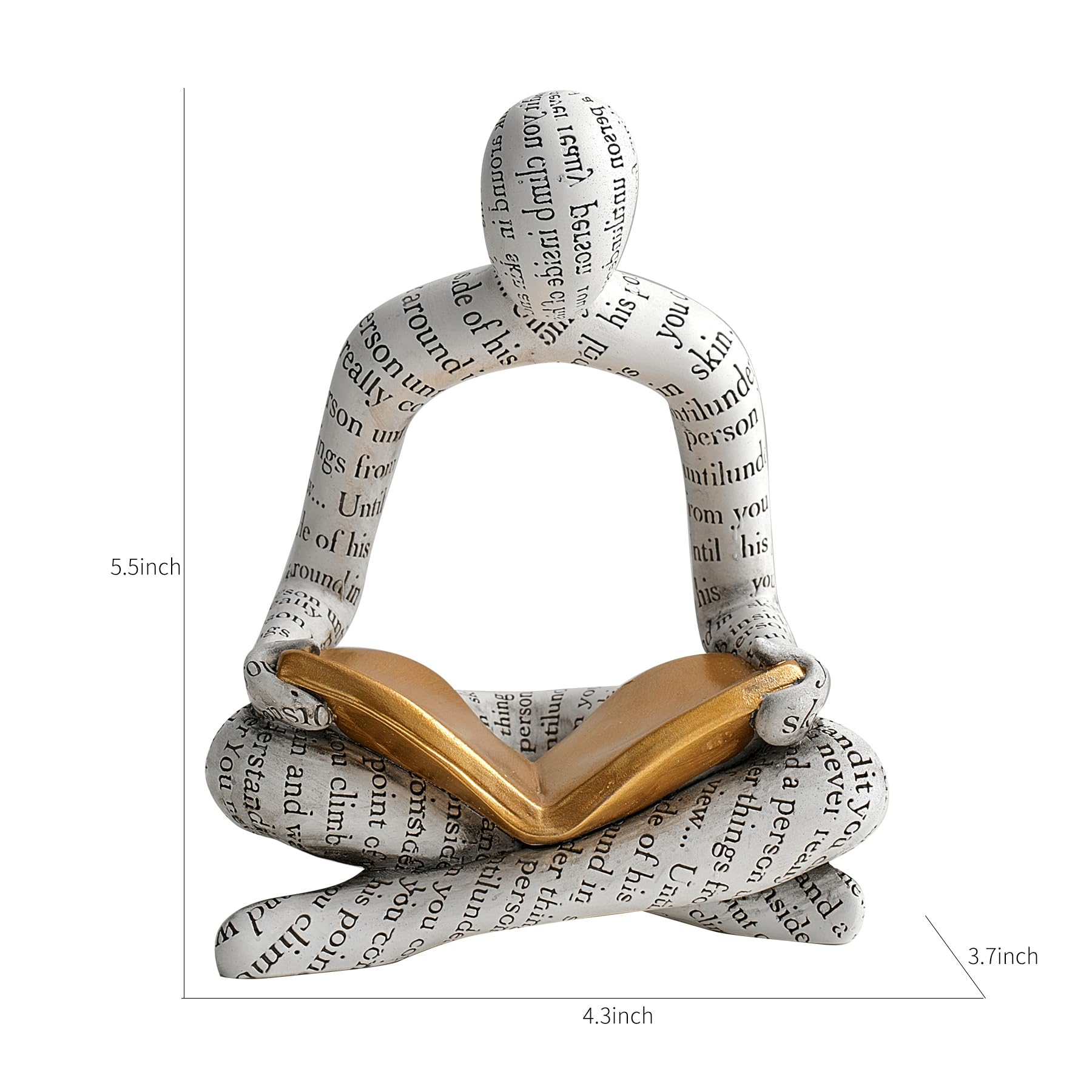 XGZY Abstract Thinker Reading Statue: Aesthetic Sculpture Room Decor Modern Decoration for Shelf Table Desk Living Room Office Bedroom