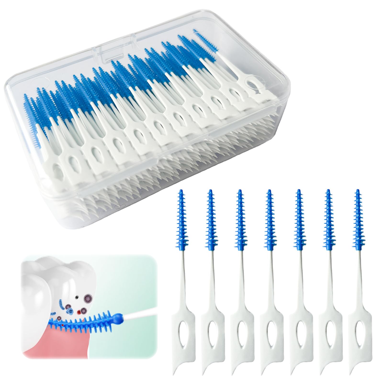 Ndzefan160PCS Portable Silica Gel Toothpick Toothbrush Original Suitable for Oral Care of Adults and Children,Toothpick Brushes Teeth Cleaning Tool (Blue)