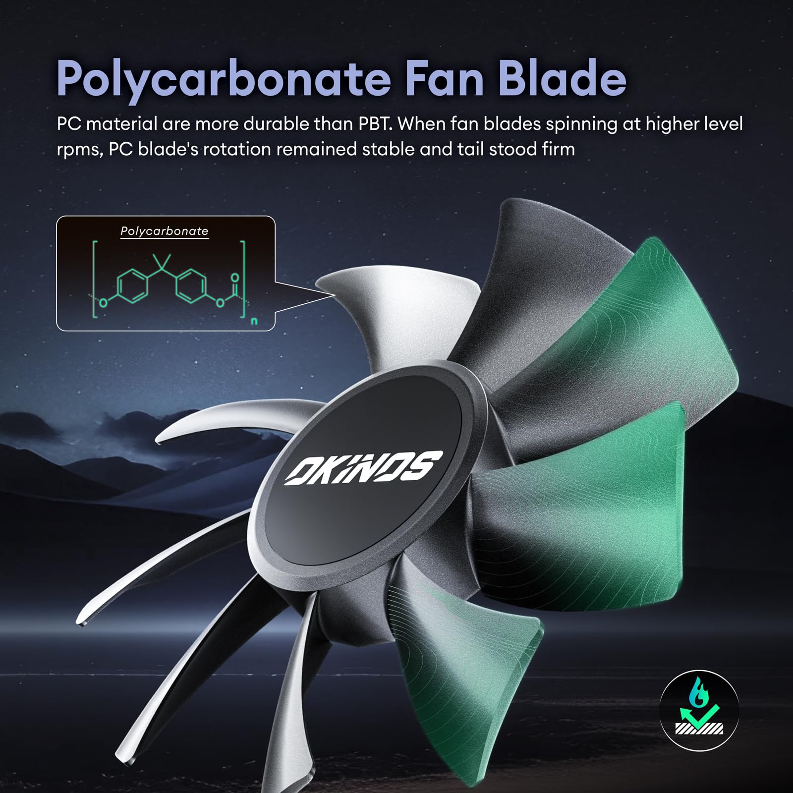 Okinos, 5 Pack, 120mm Case Fan, 4Pin PWM PC Fans, 67CFM, 1500RPM, High Airflow, Hurricane Series