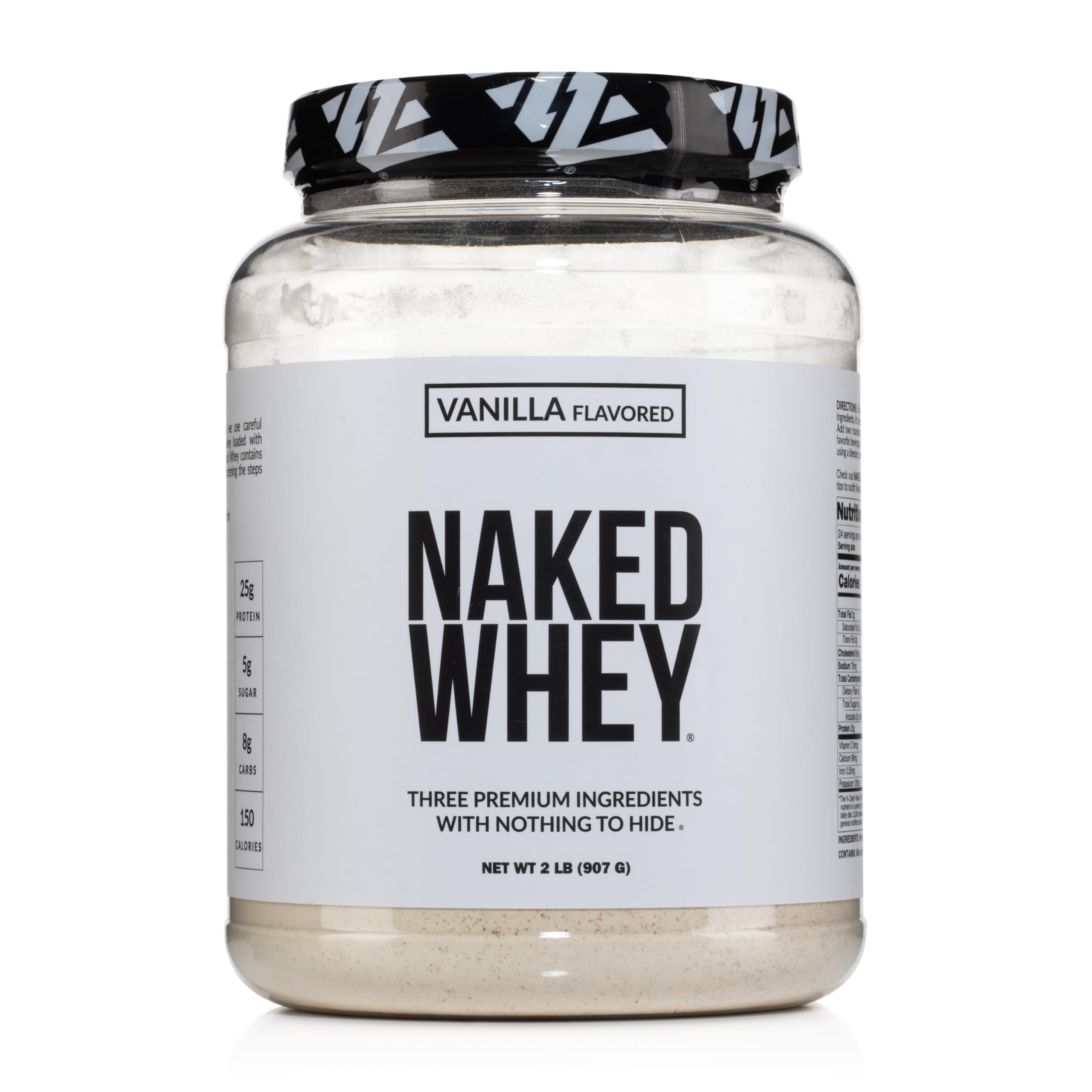 Naked Whey Vanilla Protein Powder - Only 3 Ingredients - Grass Fed Whey Protein Powder, Vanilla Flavor, and Organic Coconut Sugar, No GMO, No Soy, and Gluten Free - 24 Servings