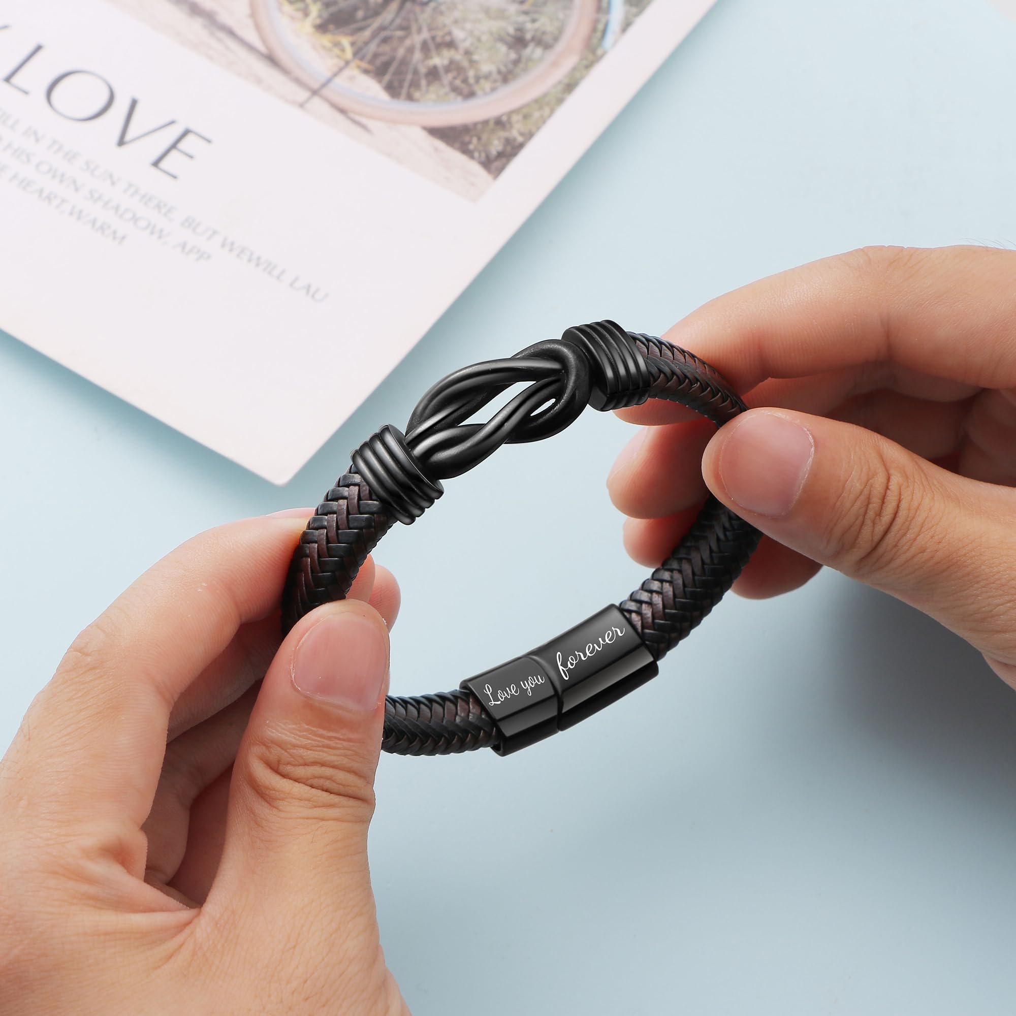JoycuFF Husband Boyfriend Gifts Ideas, Christmas Anniversary Birthday Gifts for Men Him Husband Boyfriend from Wife Girlfriend, Valentines Fathers Day Unique Mens Gifts Leather Knot Bracelets