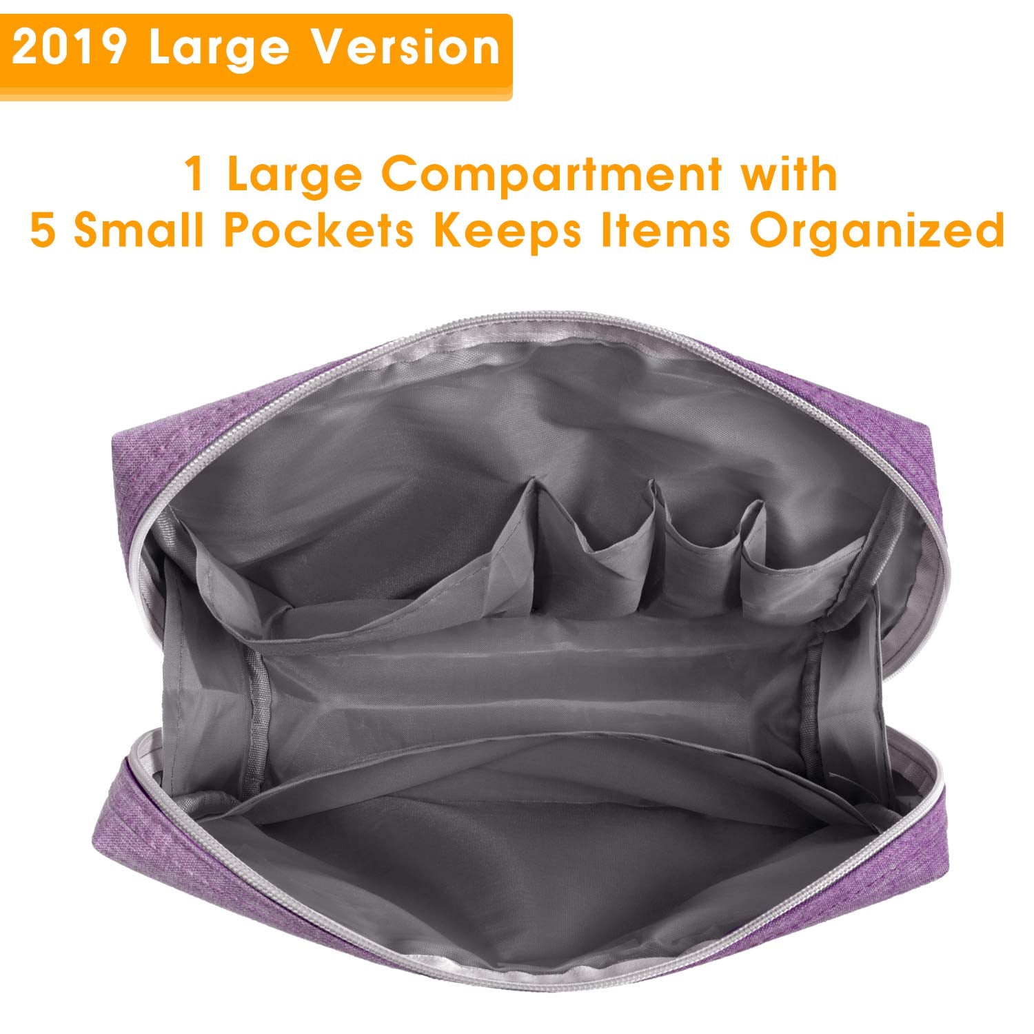 Narwey Large Makeup Bag Travel Cosmetic Bag Organizer Toiletry Bag Make Up Bags Zipper Pouch for Women (Large, Purple)