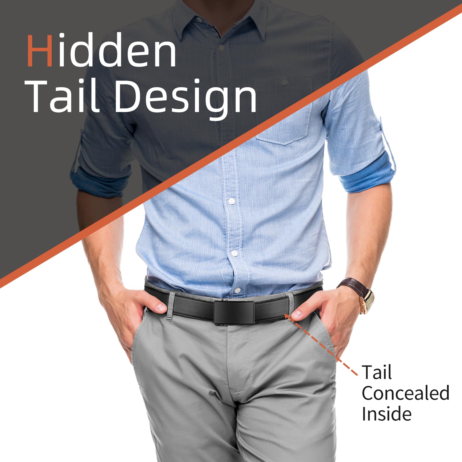 Zitahli Ratchet Belt for Men,Upgraded Tail Hidden Design mens belt Leather for Dress Pant Shirt Oxfords,Micro Adjustable 26"-32"