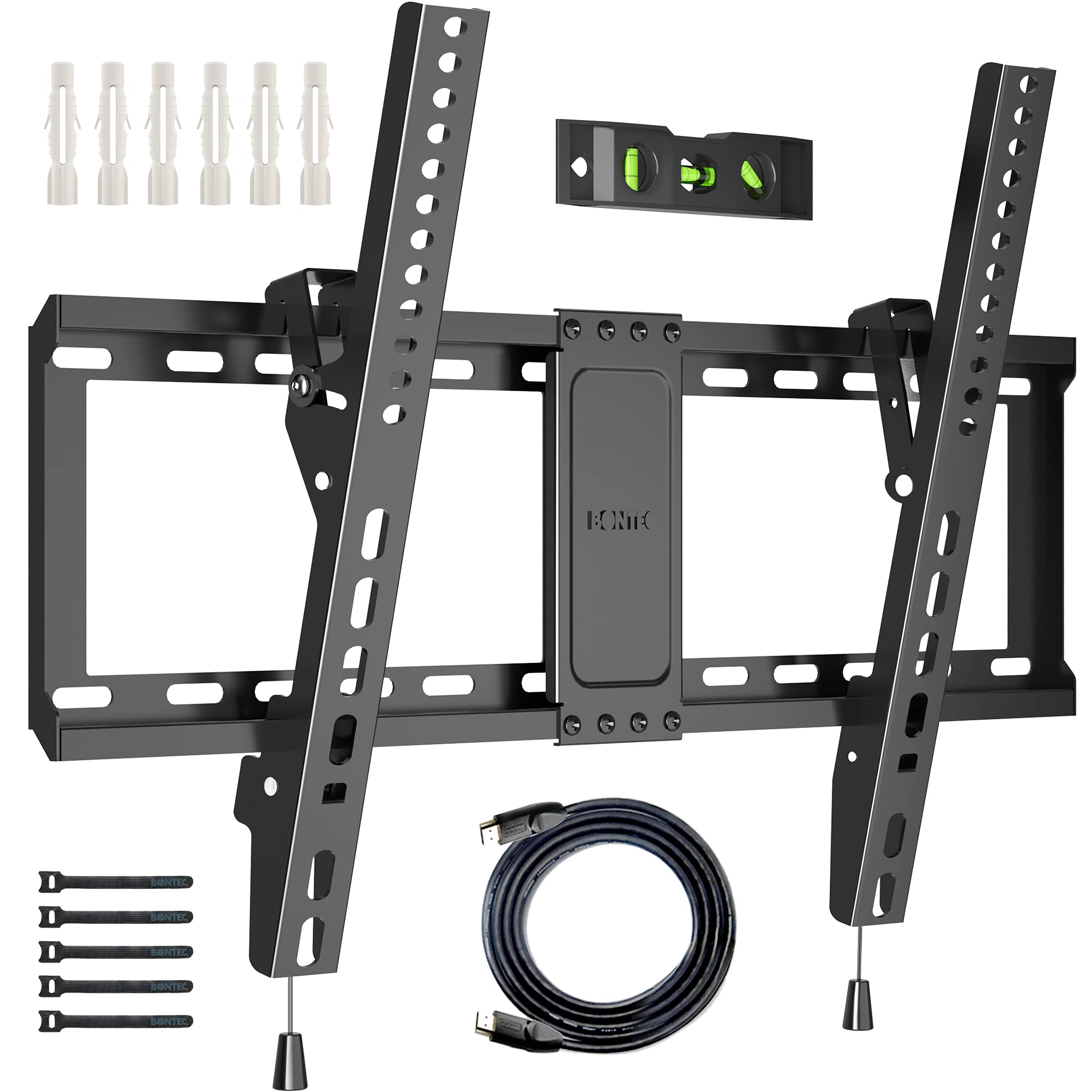 BONTEC Tilt TV Wall Mount for Most 37-85 Inch LED LCD OLED Flat Curved Screen TVs Fits 16" 18" 24" Wood Stud, Low Profile TV Wall Bracket with Max. VESA 600x400mm, Hold Up to 132LBS