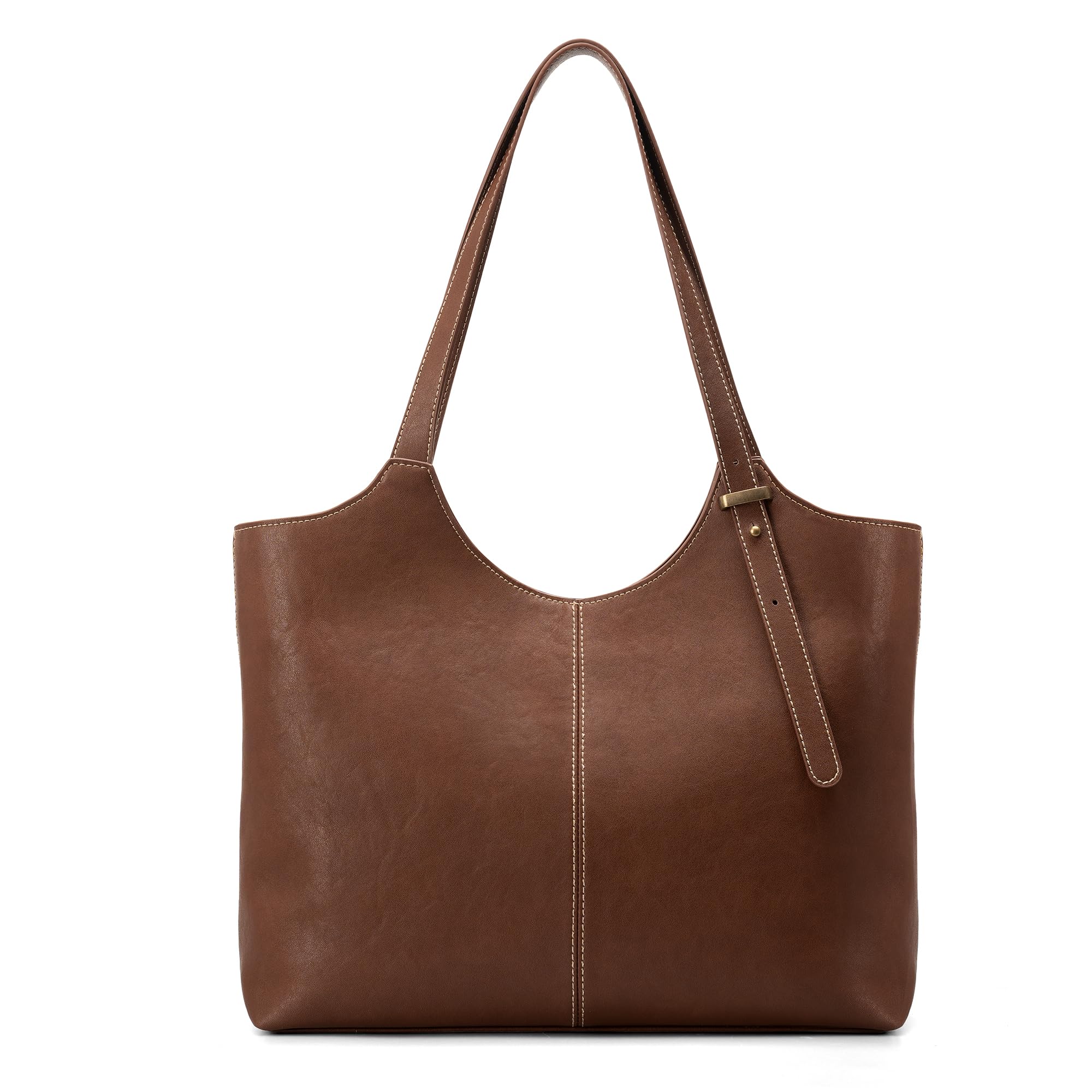 befen Genuine Leather Tote Bags for Women Work, Real Brown Leather Shoulder Handbags Zippered Satchel Purses with Adjustable Strap for Casual Shopping Travel Taupe, Brown