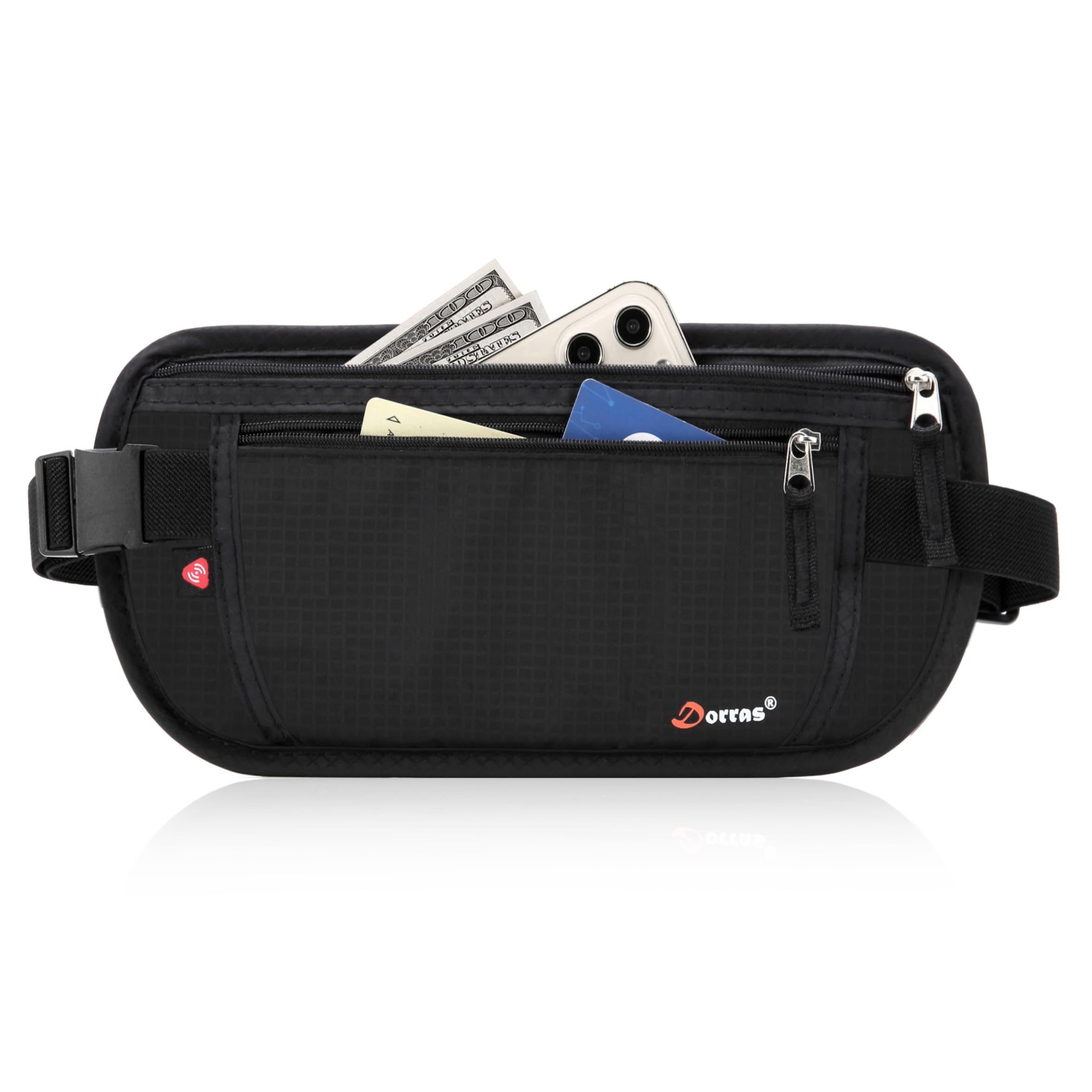 Money Belt - Passport Holder Security Hidden Slim Travel Wallet Fanny Pack with RFID Blocking