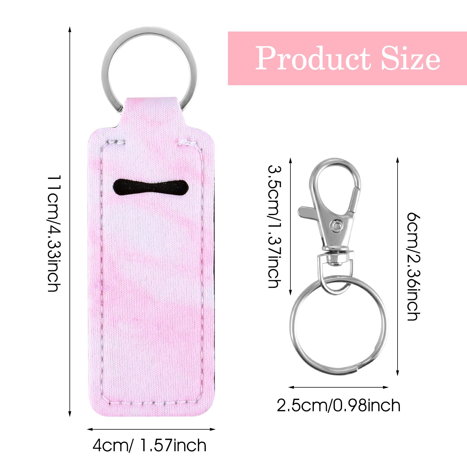 DIVINA VITAE 5 Pcs Chapstick Holder Keychain with 5 Pcs Metal Clip Cords,Neoprene Lip Balm Holder Keychain Cute Chapstick Keychain for Chapstick Tracker and Safeguard(5 Styles)