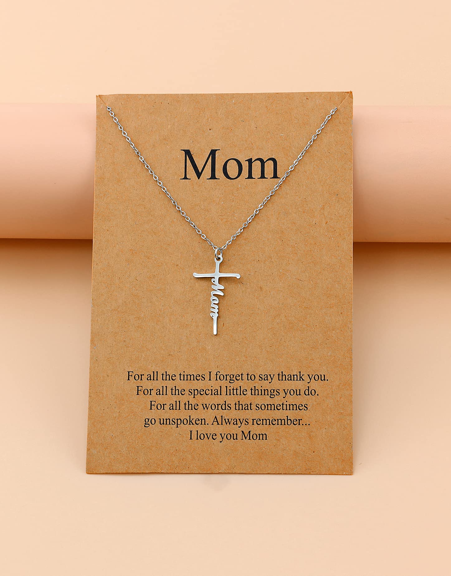 Lcherry Gifts for Mom Mom Necklace Mom Cross Necklace for Women Mom Birthday Gifts from Daughter
