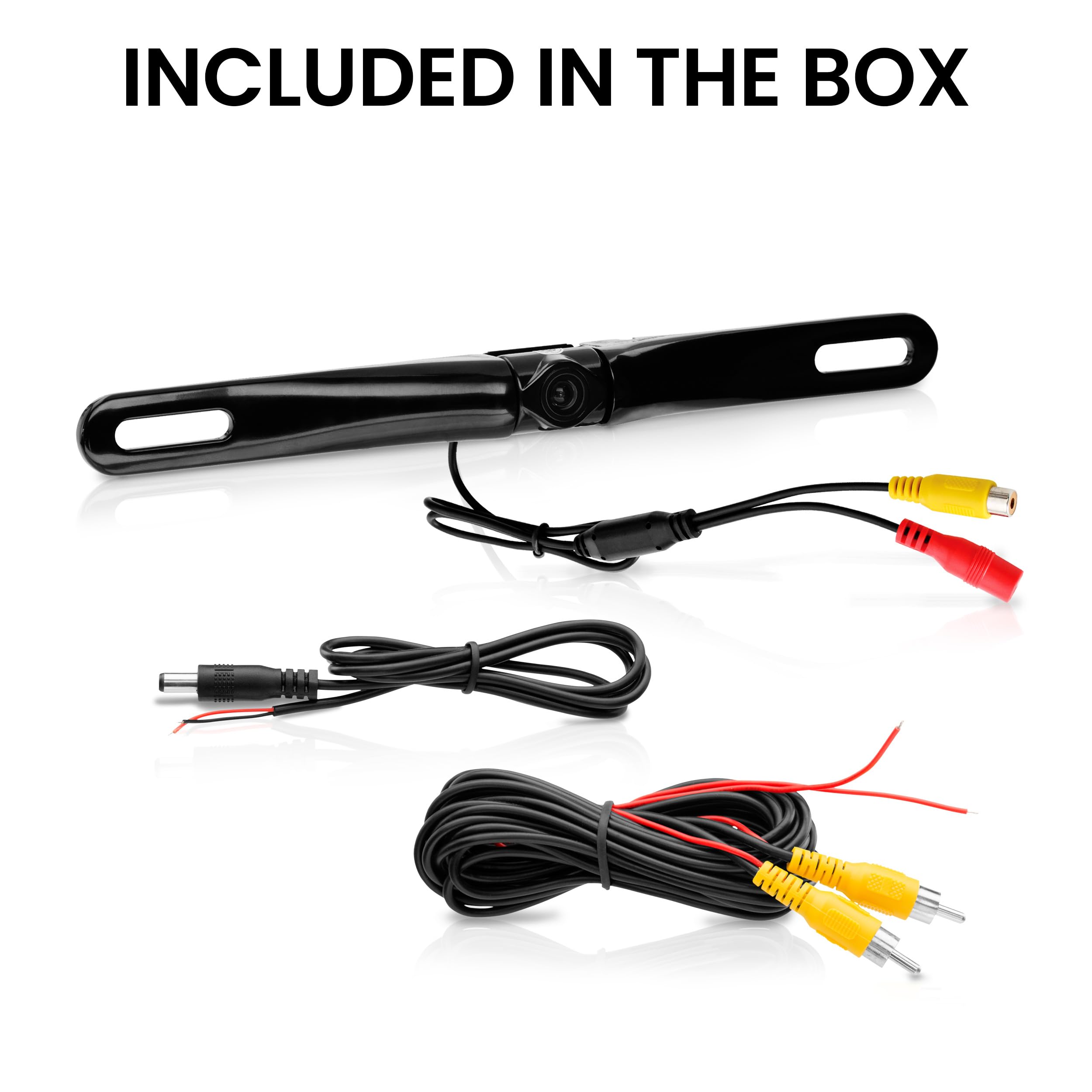 BOSS Audio Systems LPCB36 Car Truck Rearview Backup Reverse Camera - License Plate Mount, 170° Wide Angle Rear View Cam, Low Light Friendly