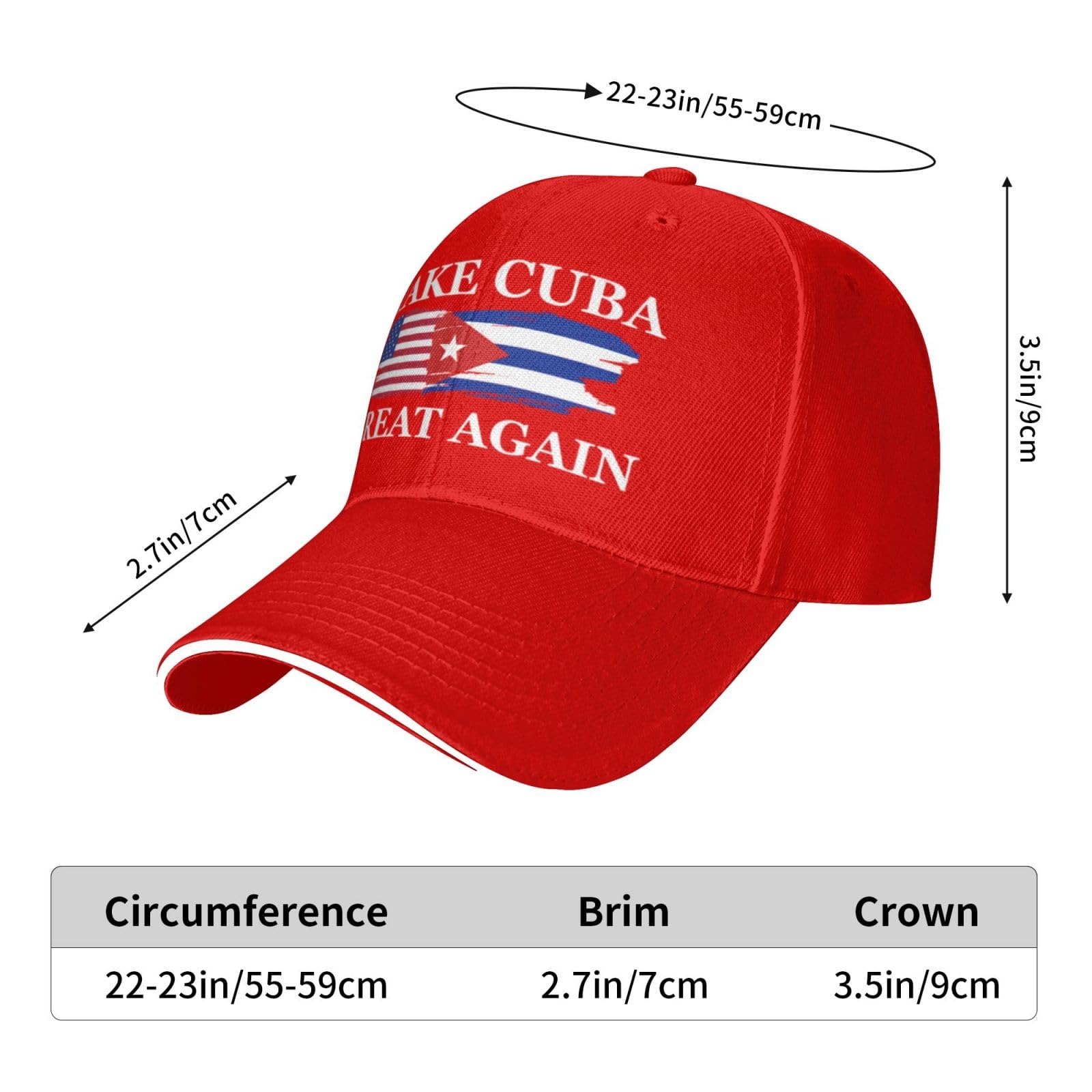 Make Cuba Great Again Hat Adjustable Cuban Hat Red Baseball Hats for Women