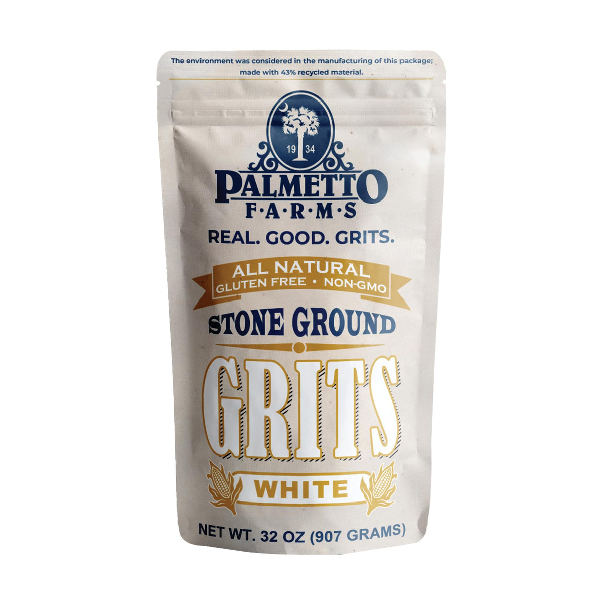 PALMETTO FARMS Stone Ground White Grits, 32 OZ