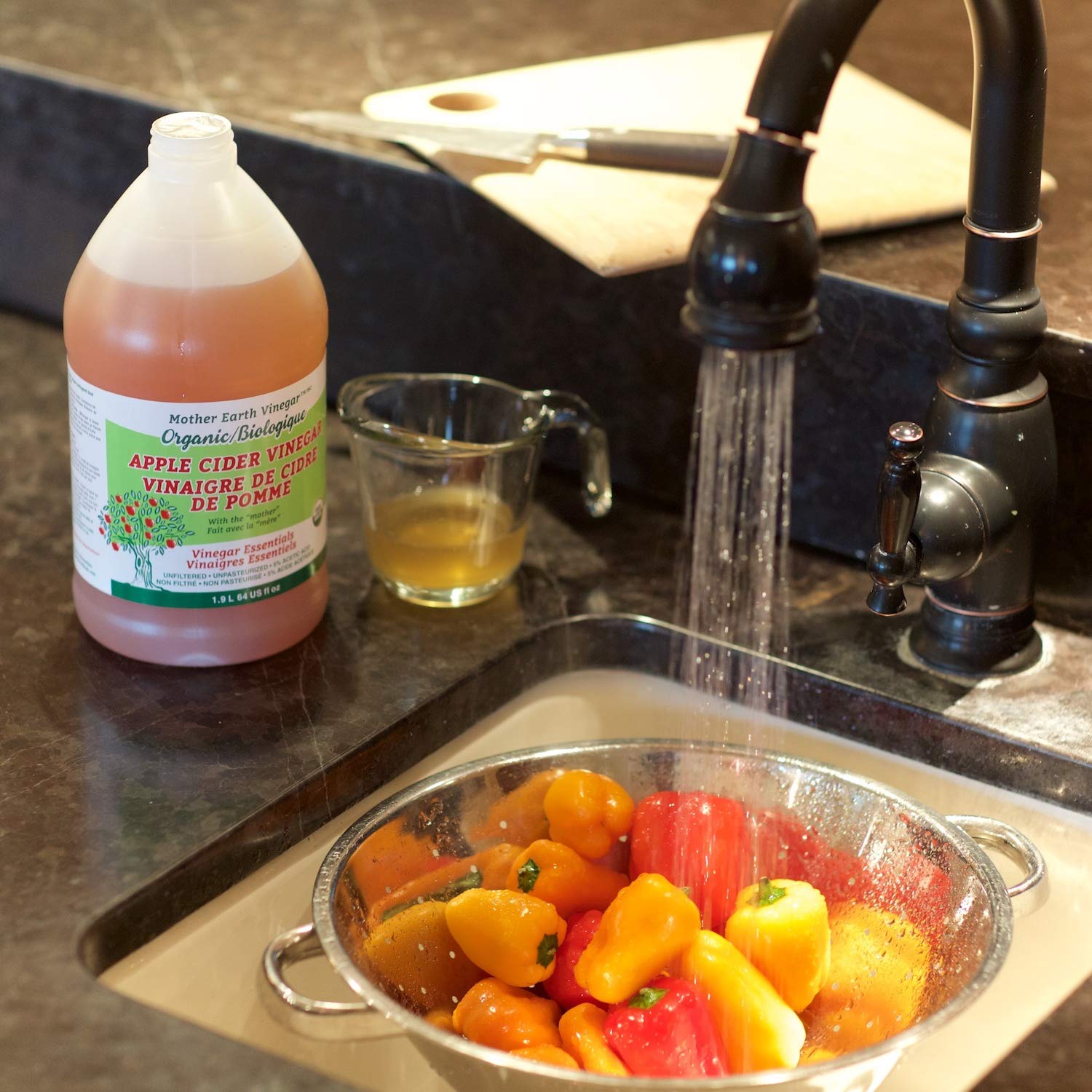 Mother Earth, Organic Apple Cider Vinegar with The Mother, Half Gallon, Fresh Pressed Organic Apples, OACV, ACV, Raw, Unpasteurized, Unfiltered (1/64oz Bottle)