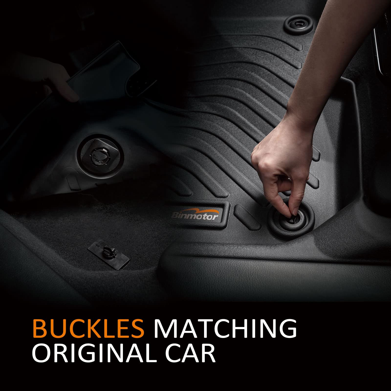 Binmotor-All Weather Floor Mats for Hyundai Santa Fe Hybrid 2021 2022 2023/Plug-In Hybrid 2022 2023, 1st & 2nd Row Full Set, Heavy Duty Car Floor Liners-Black Santa Fe Hybrid